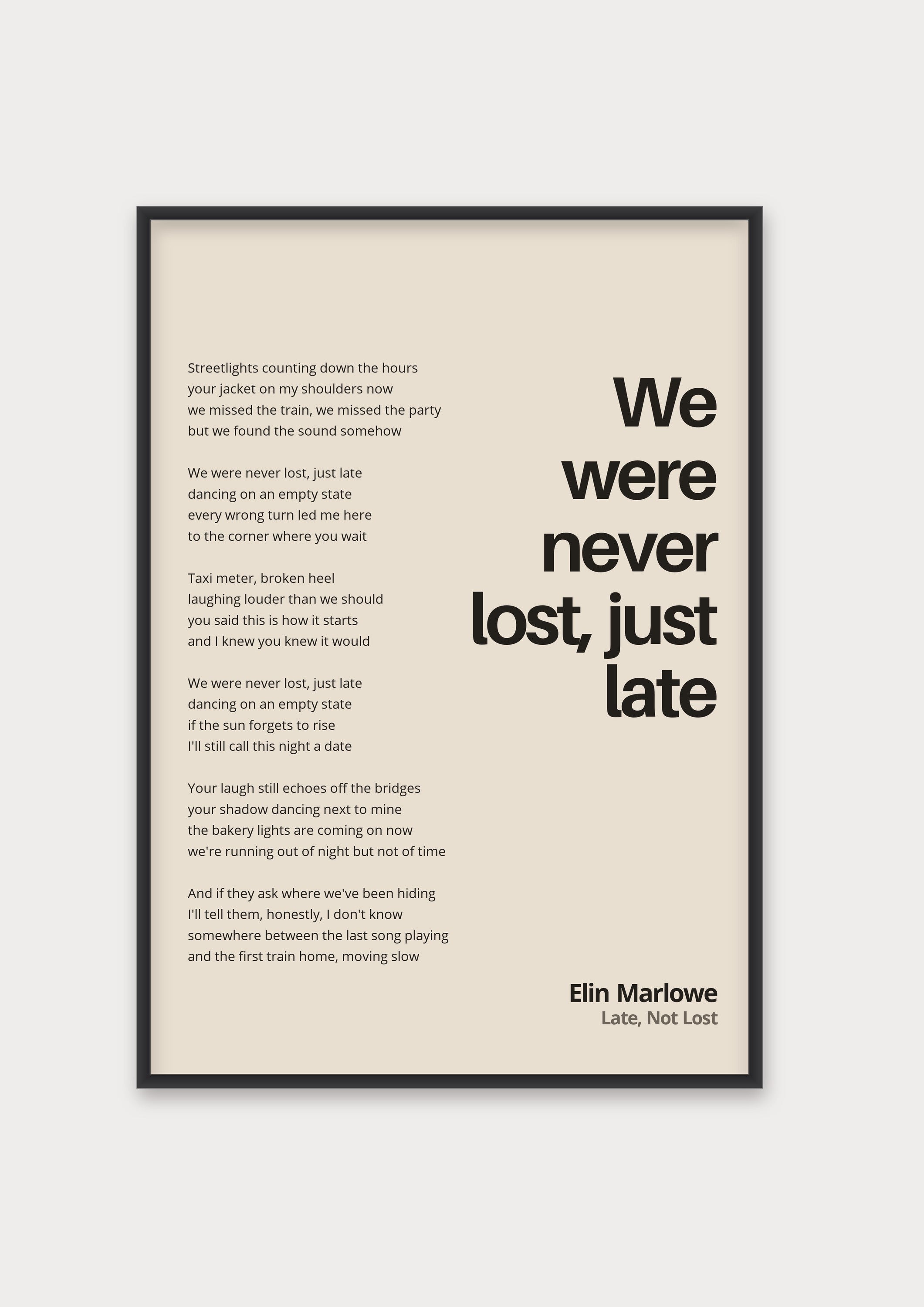 Songtext mit Zitat Poster 1 – Aluminiumrahmen Schwarz