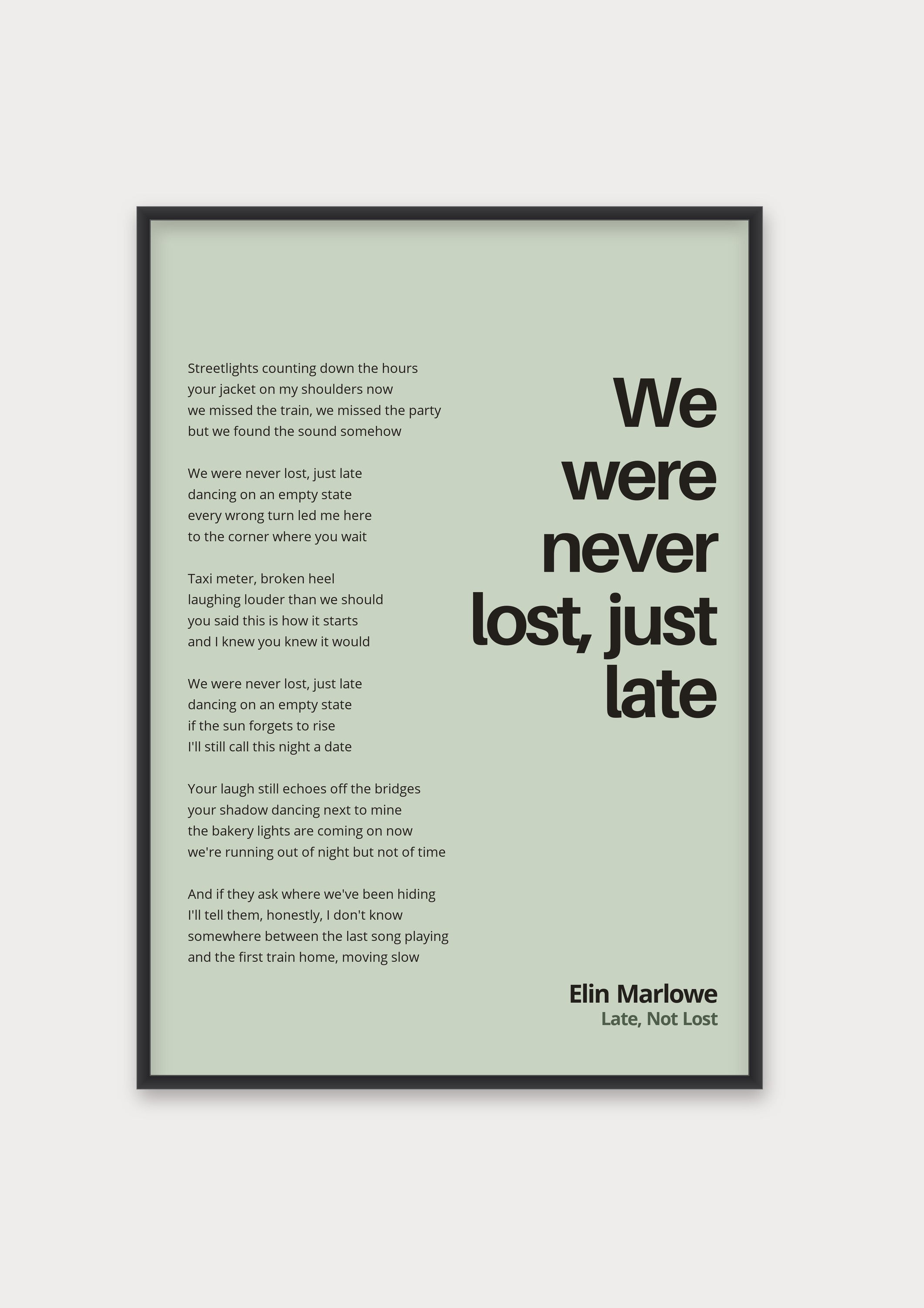 Songtext mit Zitat Poster 1 – Aluminiumrahmen Schwarz