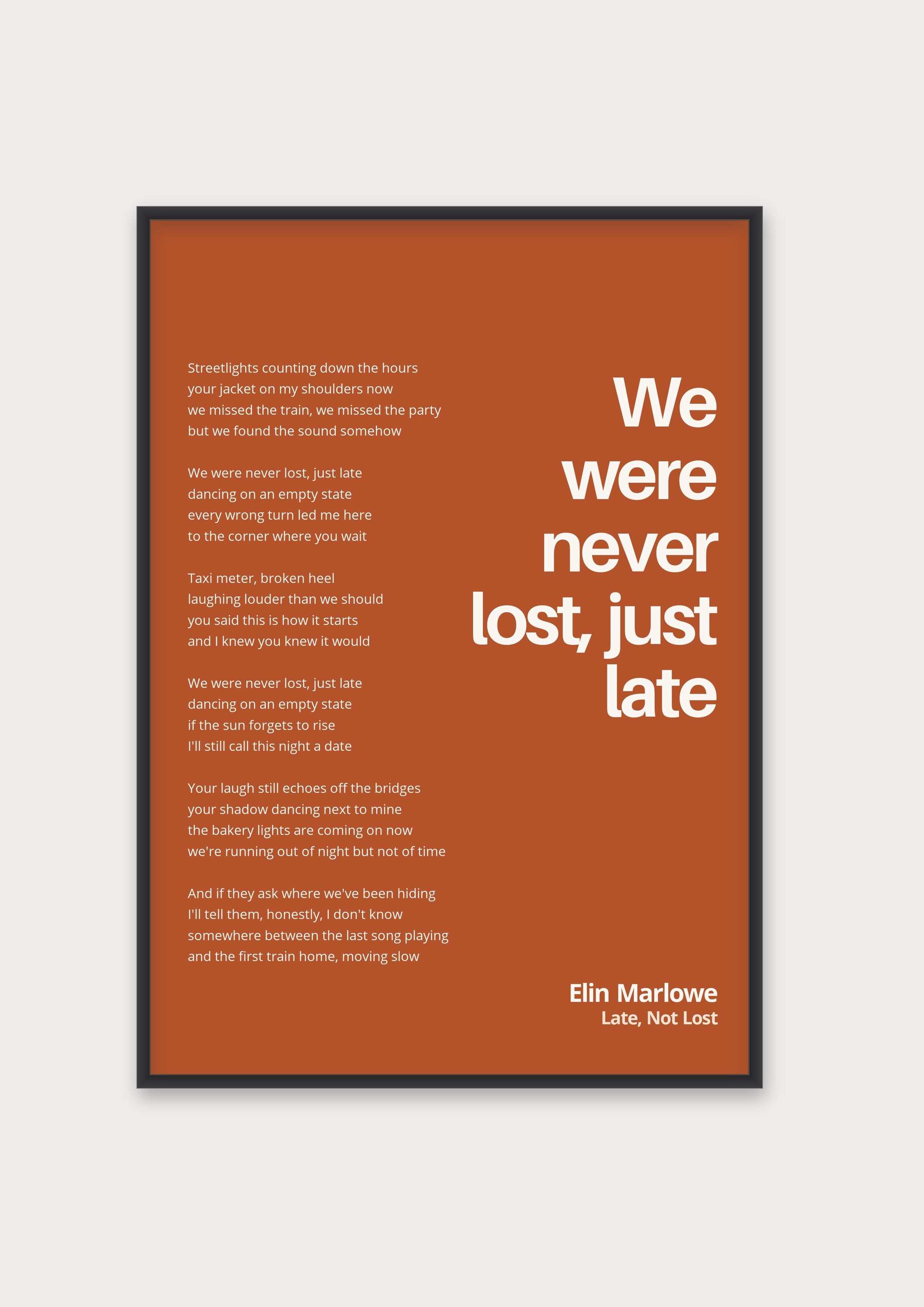 Songtext mit Zitat Poster 1 – Aluminiumrahmen Schwarz