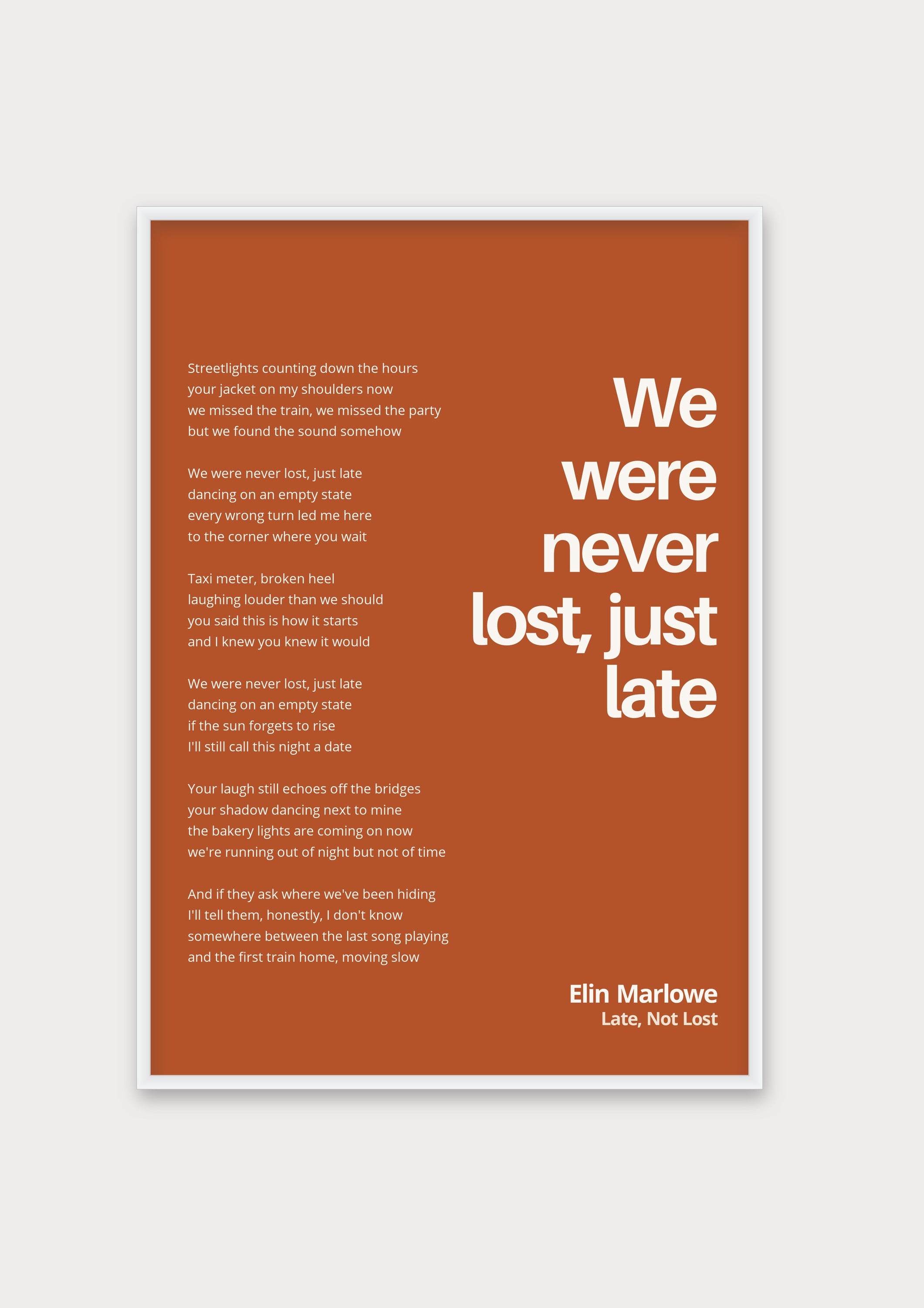 Songtext mit Zitat Poster 1 – Aluminiumrahmen Weiß