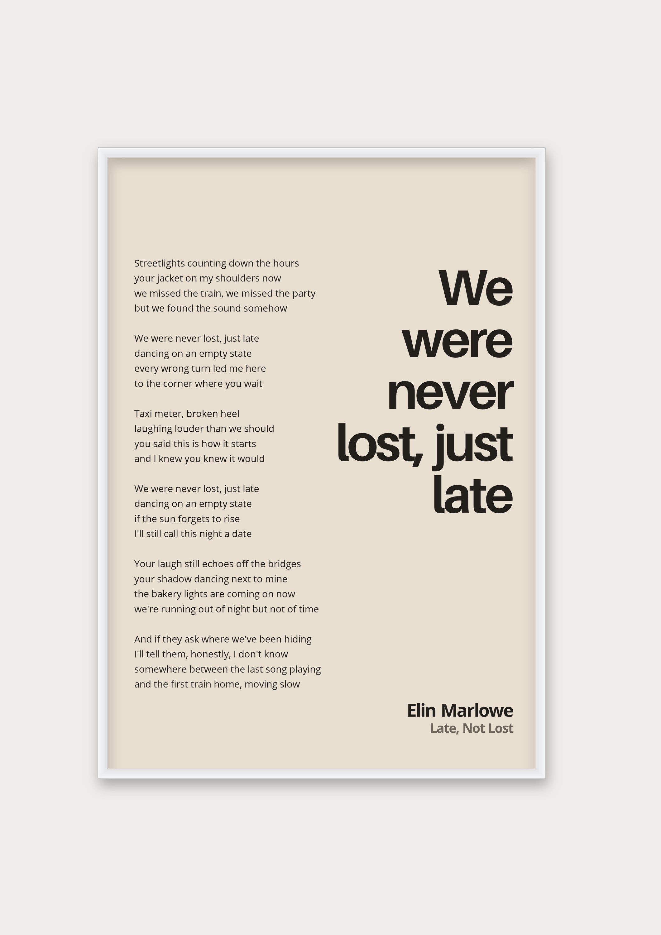 Songtext mit Zitat Poster 1 – Aluminiumrahmen Weiß