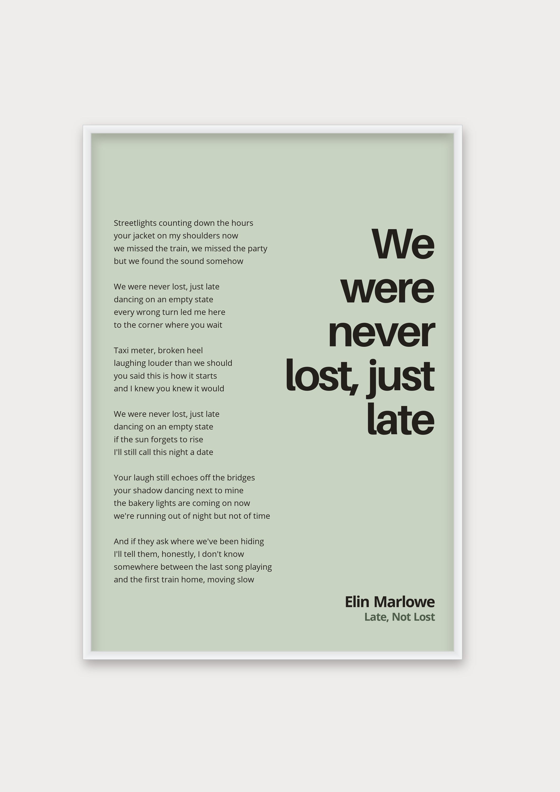 Songtext mit Zitat Poster 1 – Aluminiumrahmen Weiß