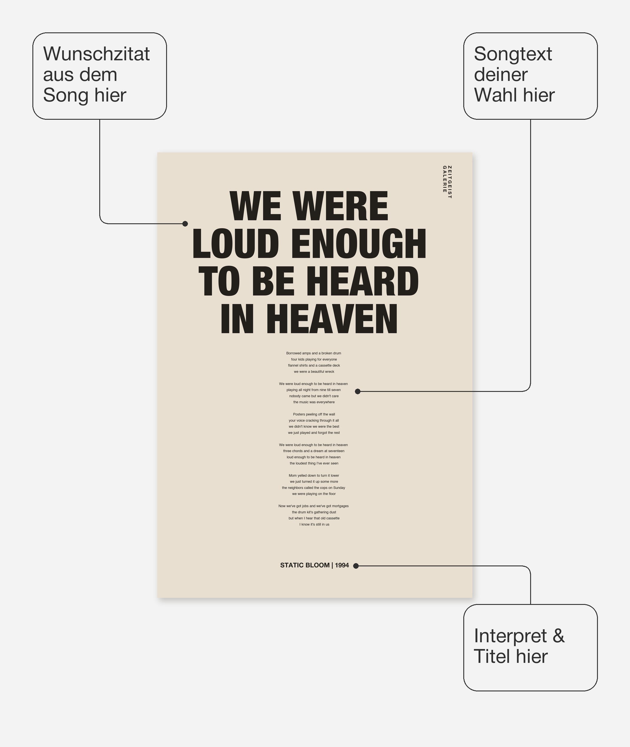 Songtext mit Zitat Poster 10 – Felder frei wählbar