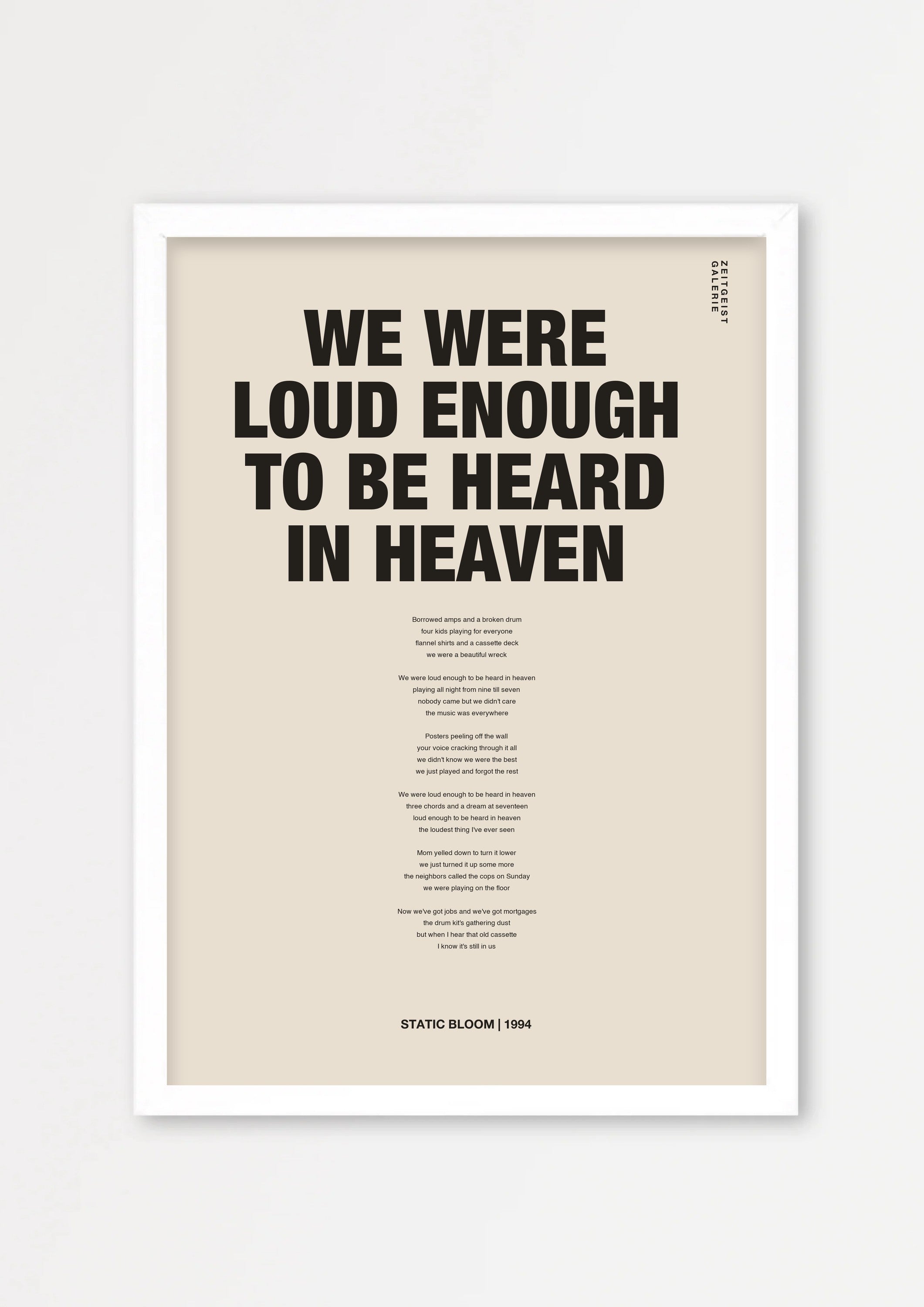 Songtext mit Zitat Poster 10 – Echtholzrahmen Weiß