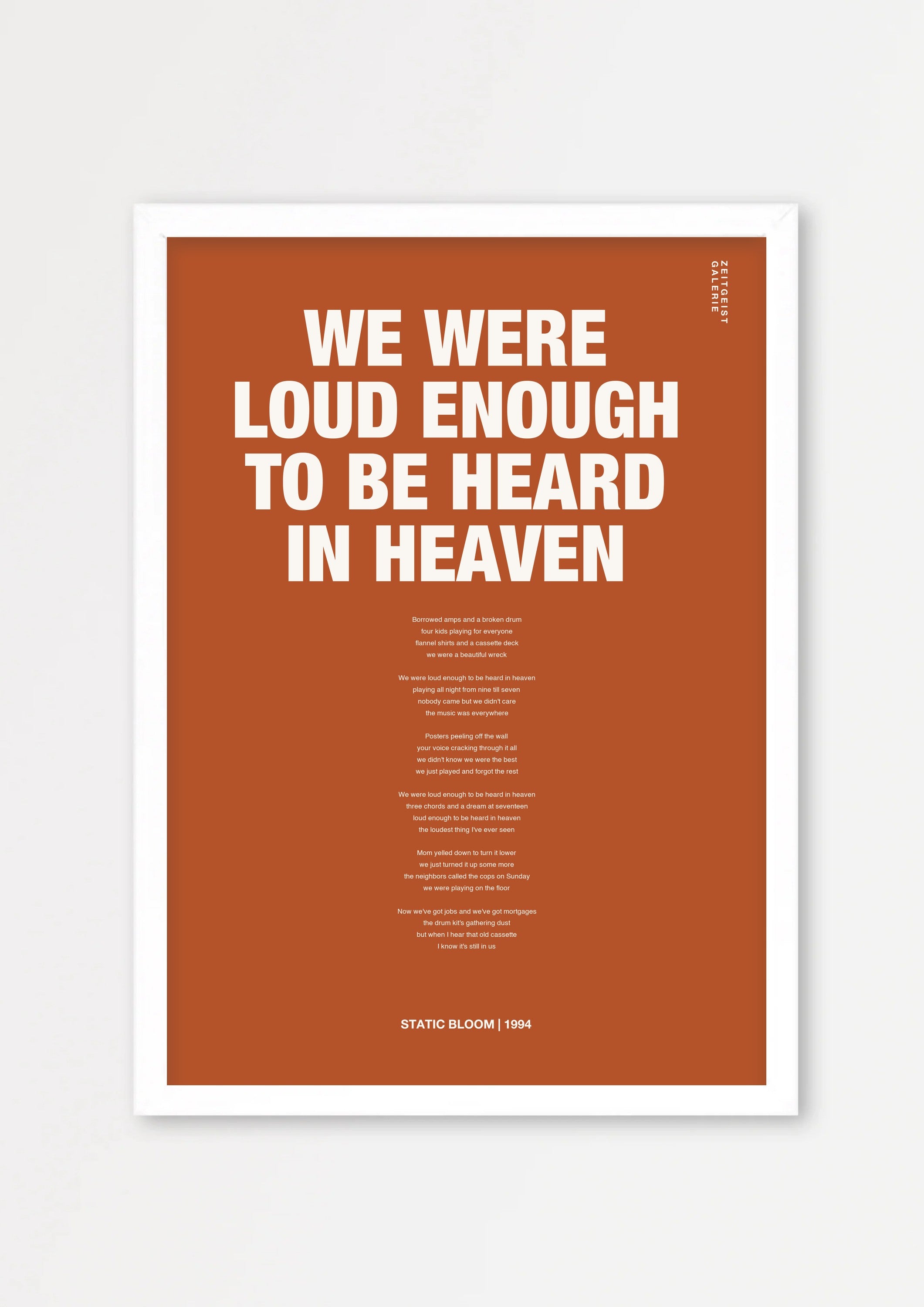Songtext mit Zitat Poster 10 – Echtholzrahmen Weiß