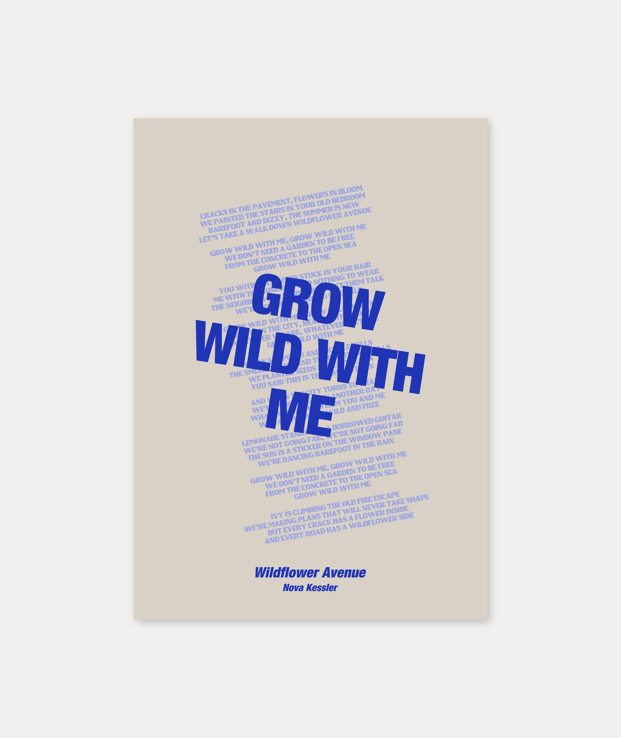 Personalisiertes Songtext-Poster mit Wunschzitat, Design 12 in Blau-Beige