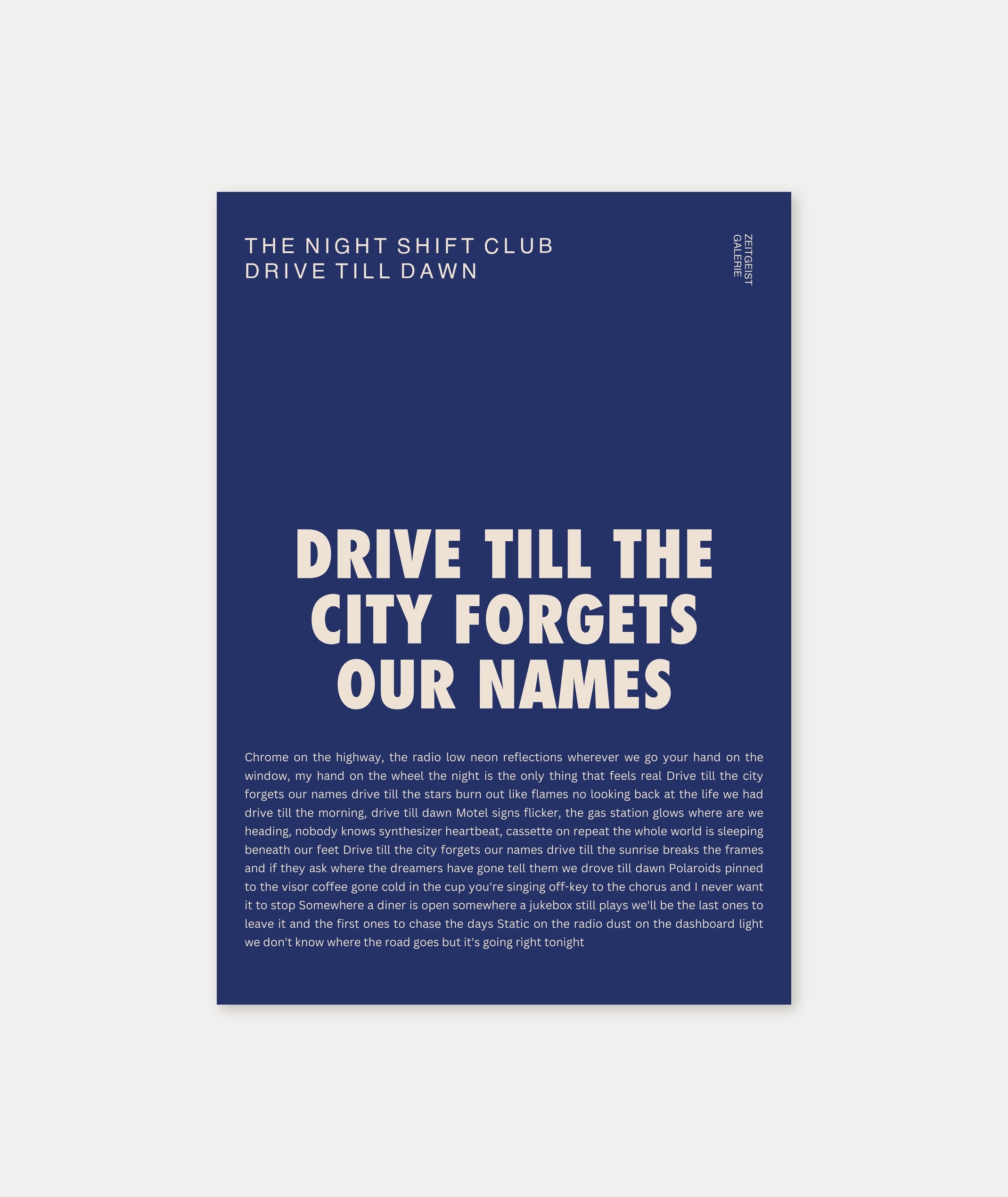 Personalisiertes Songtext-Poster mit Wunschzitat, Design 13 in Dunkelblau