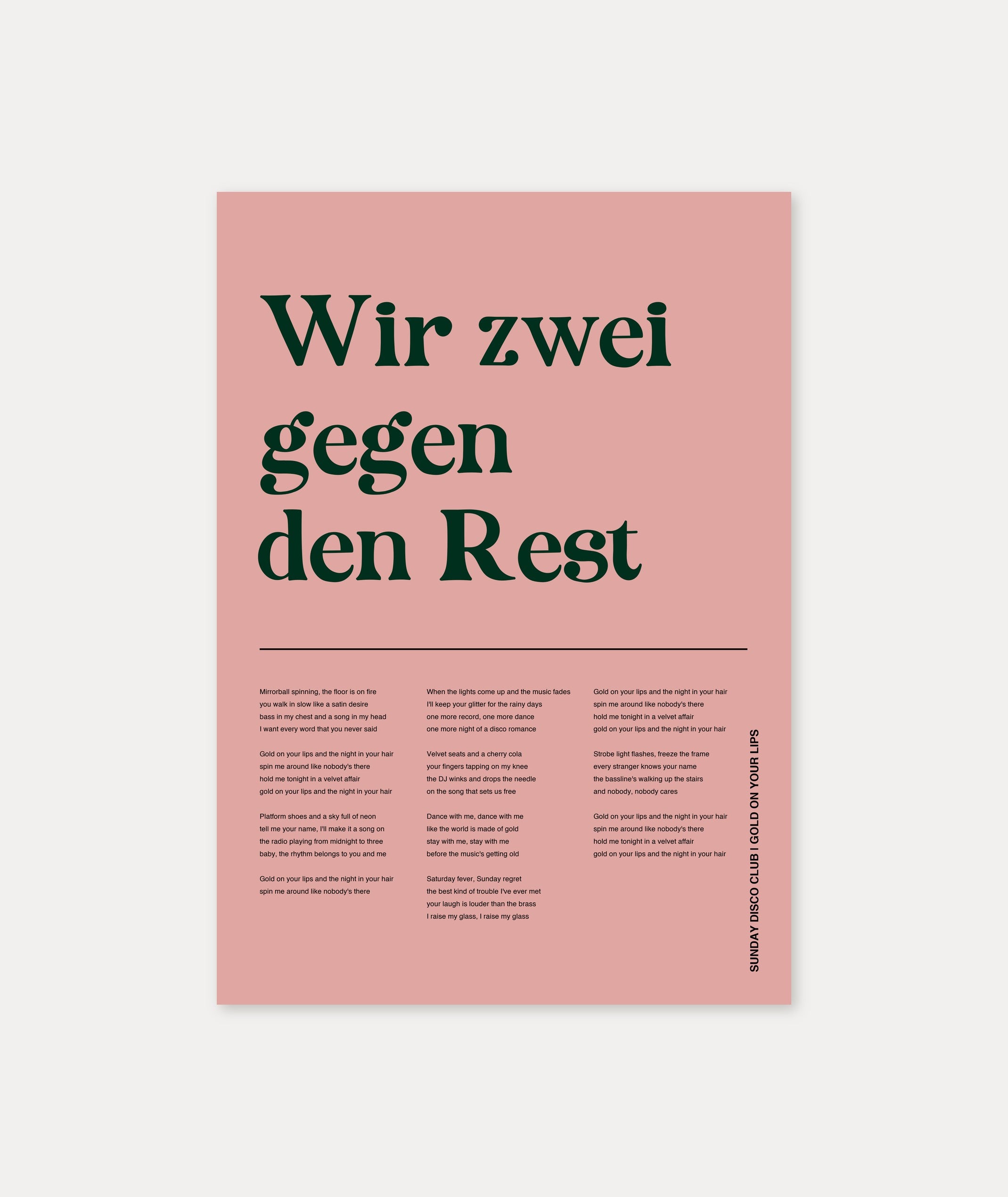 Personalisiertes Songtext-Poster mit Wunschzitat, Design 2 in Rosa
