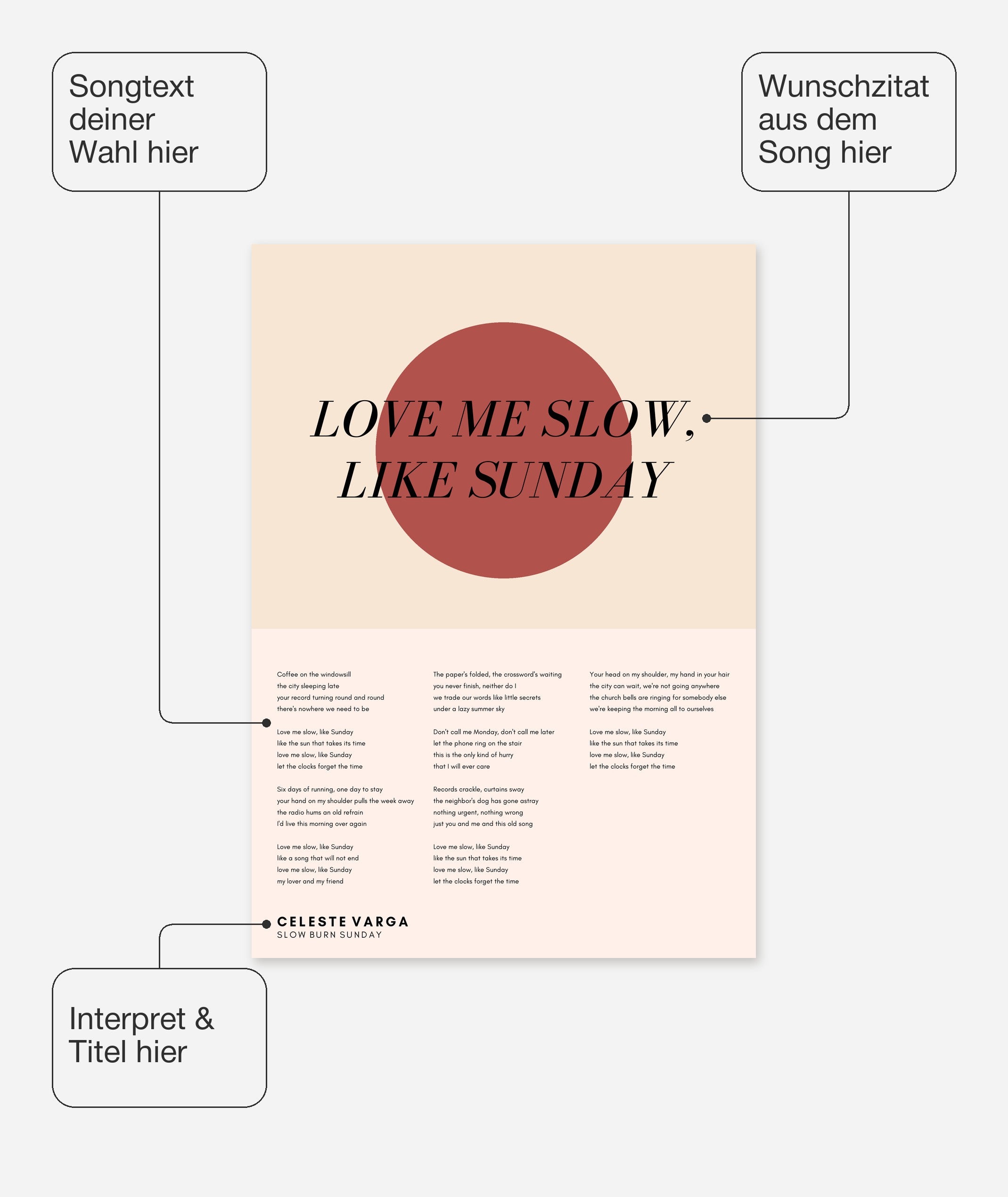 Personalisiertes Songtext-Poster mit Wunschzitat, Design 5 – Songtext, Interpret und Titel frei wählbar