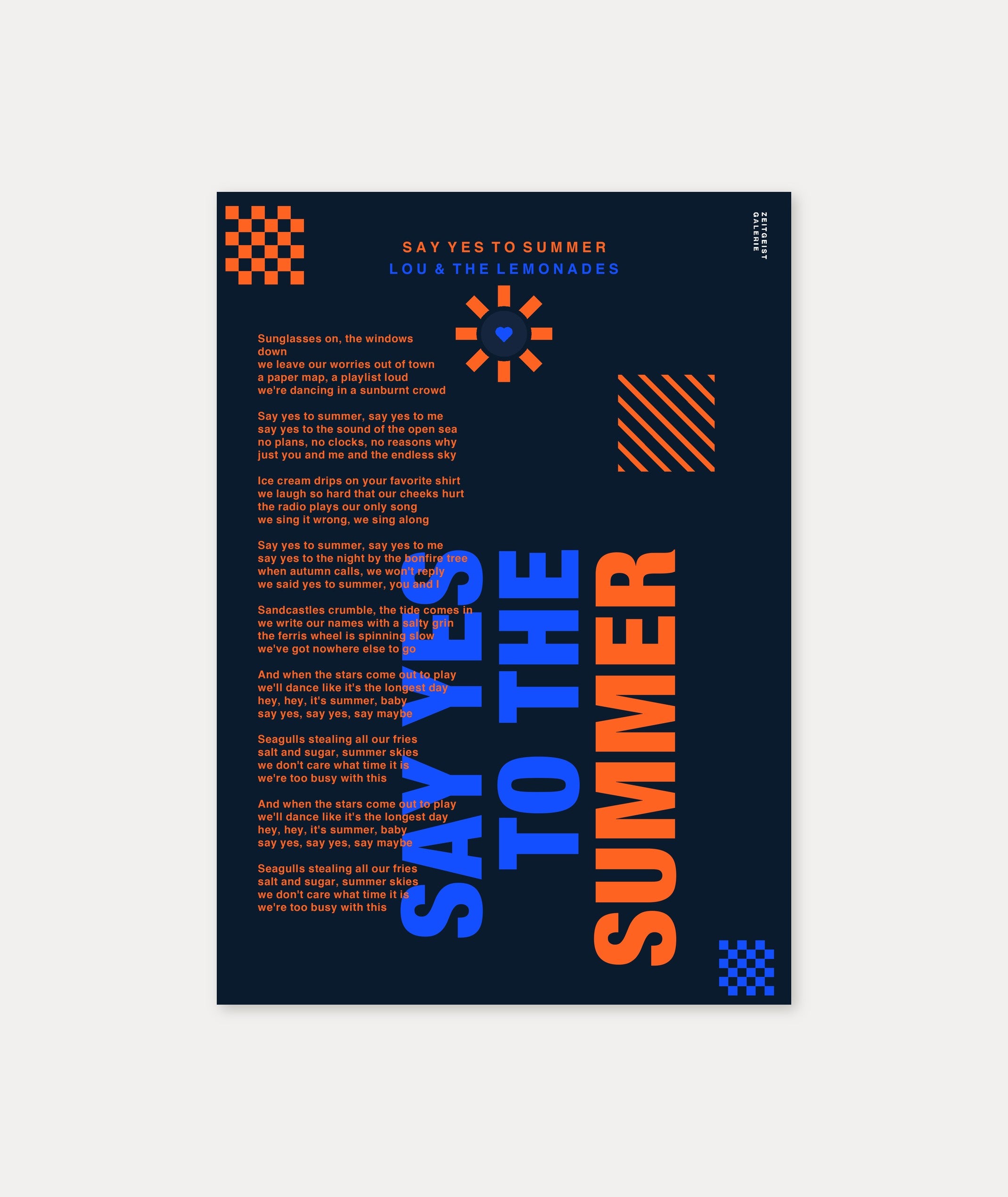 Personalisiertes Songtext-Poster mit Wunschzitat, Design 7 in Dunkelblau