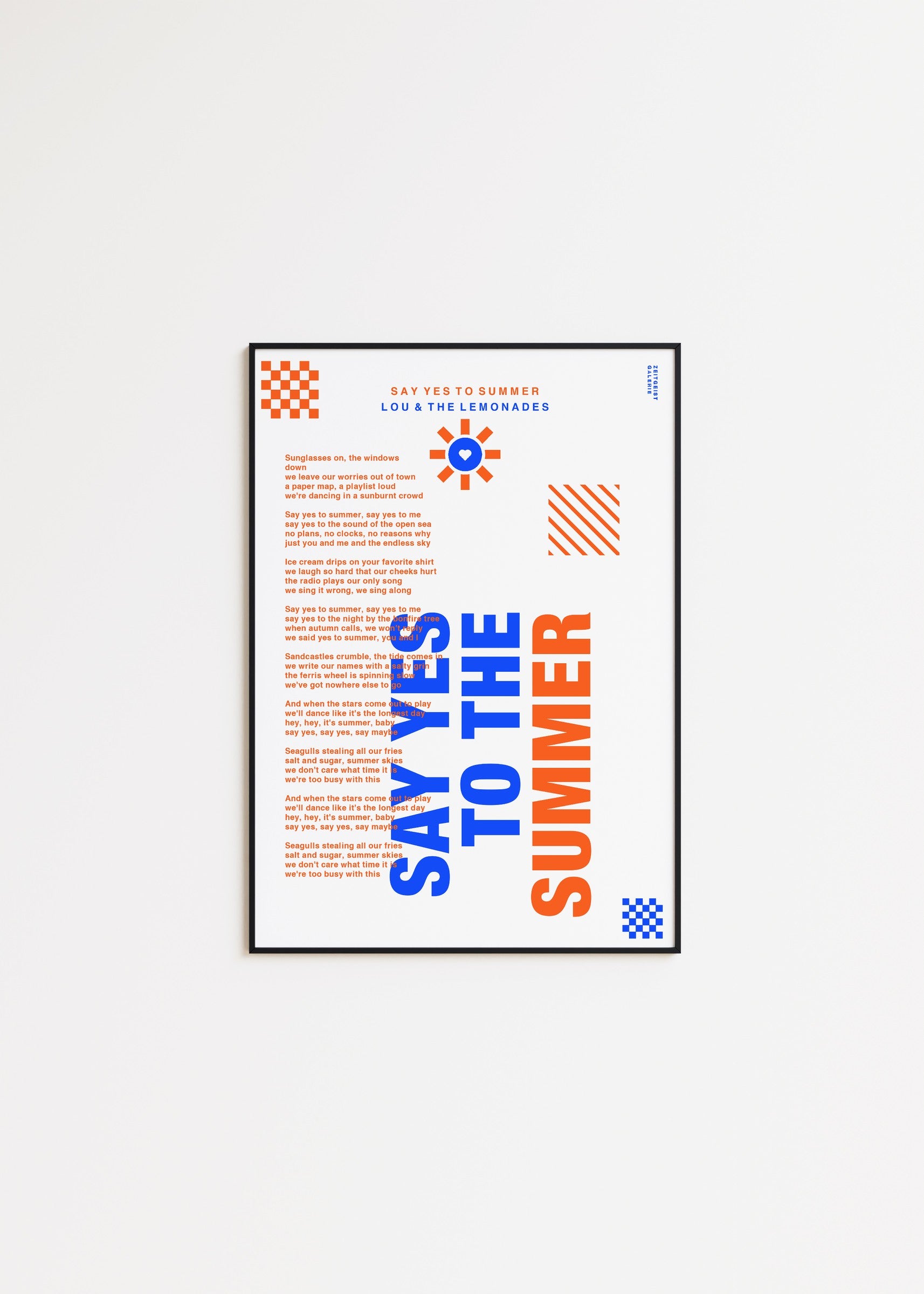 Personalisiertes Songtext-Poster mit Wunschzitat, Design 7 in WeiÃŸ – an der Wand