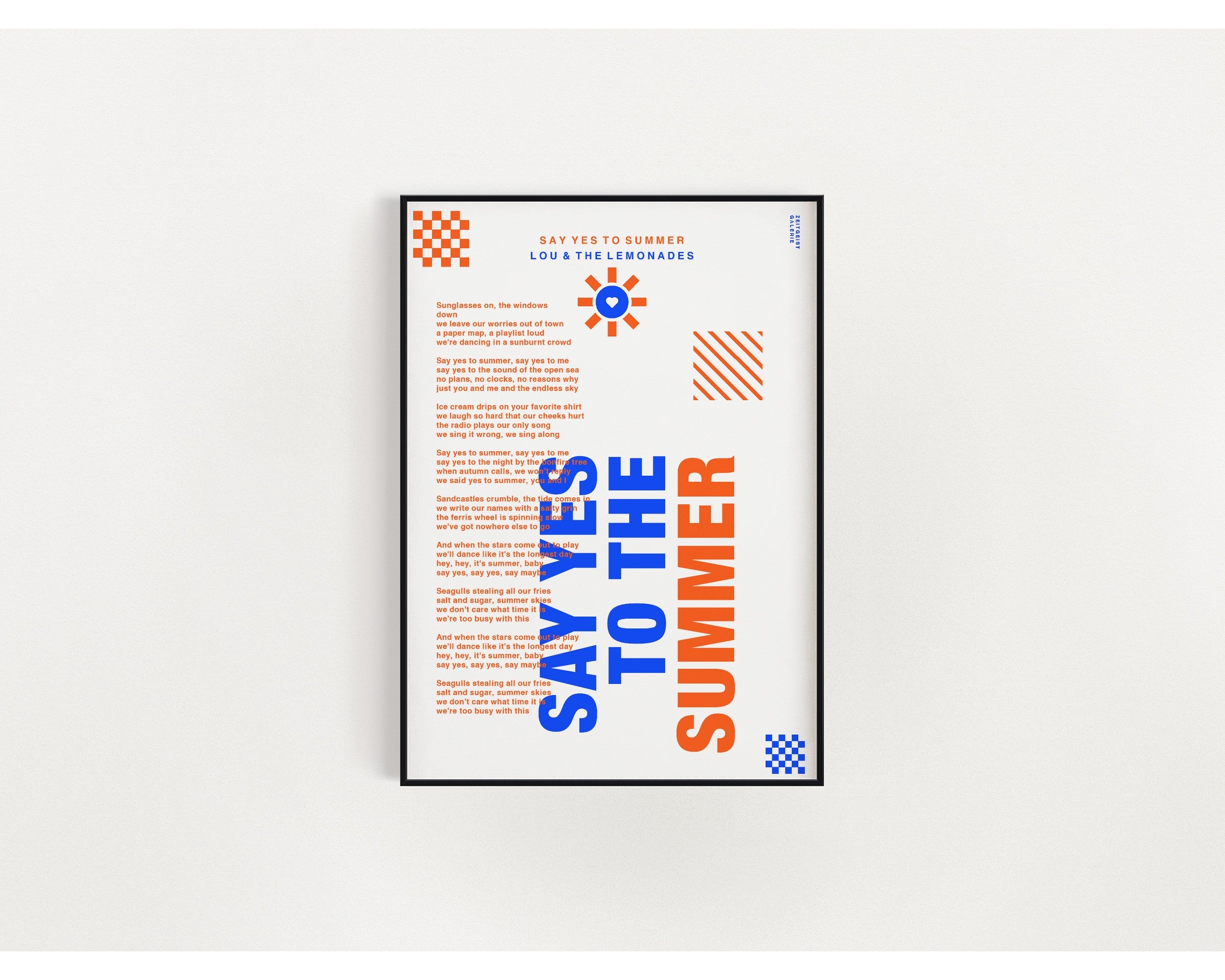 Personalisiertes Songtext-Poster mit Wunschzitat, Design 7 in WeiÃŸ – Raumansicht