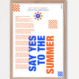 Personalisiertes Songtext-Poster mit Wunschzitat, Design 7 in WeiÃŸ – Echtholzrahmen Natur