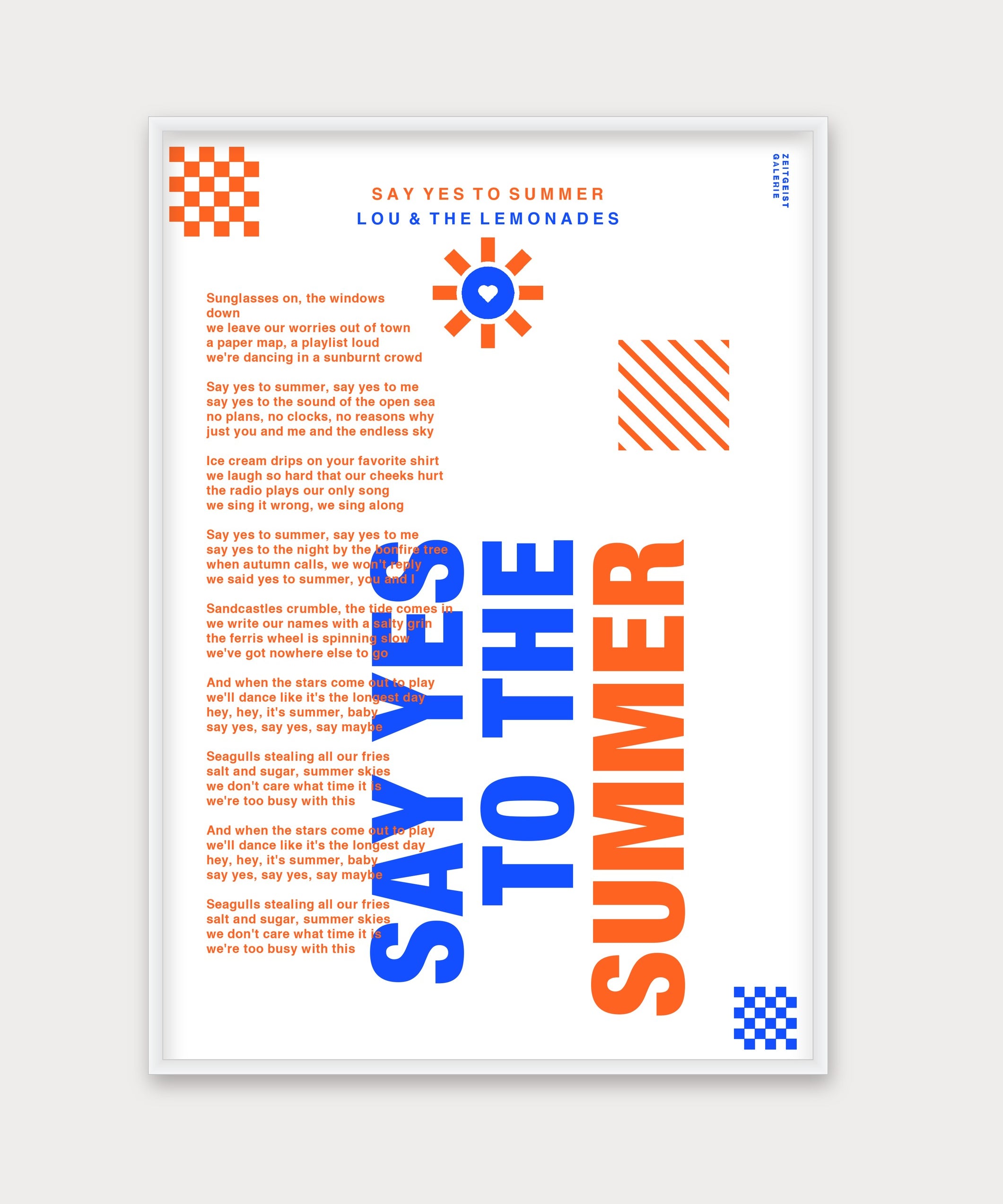 Personalisiertes Songtext-Poster mit Wunschzitat, Design 7 in WeiÃŸ – Aluminiumrahmen Weiß