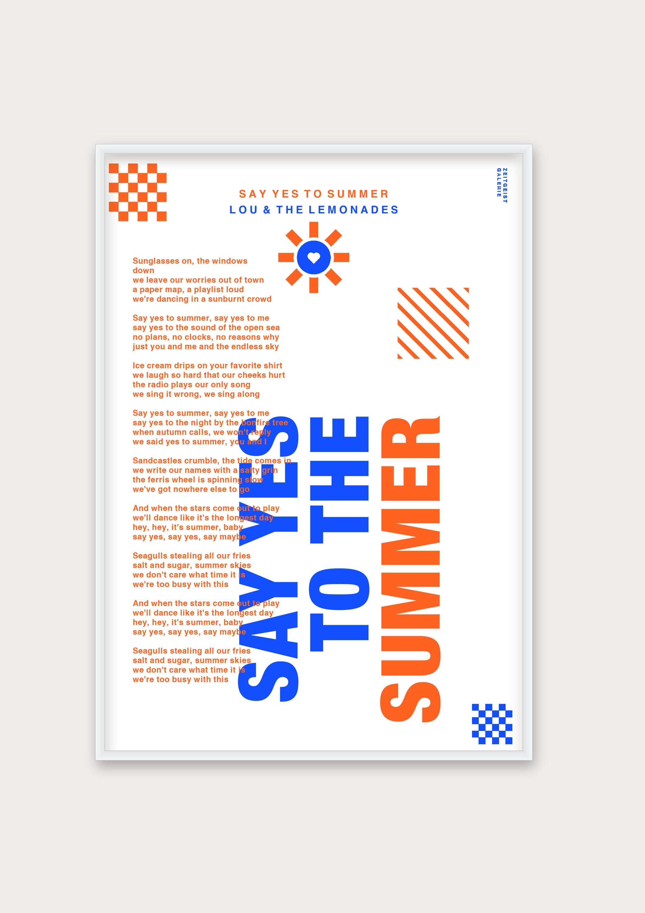 Personalisiertes Songtext-Poster mit Wunschzitat, Design 7 in WeiÃŸ – Aluminiumrahmen Weiß