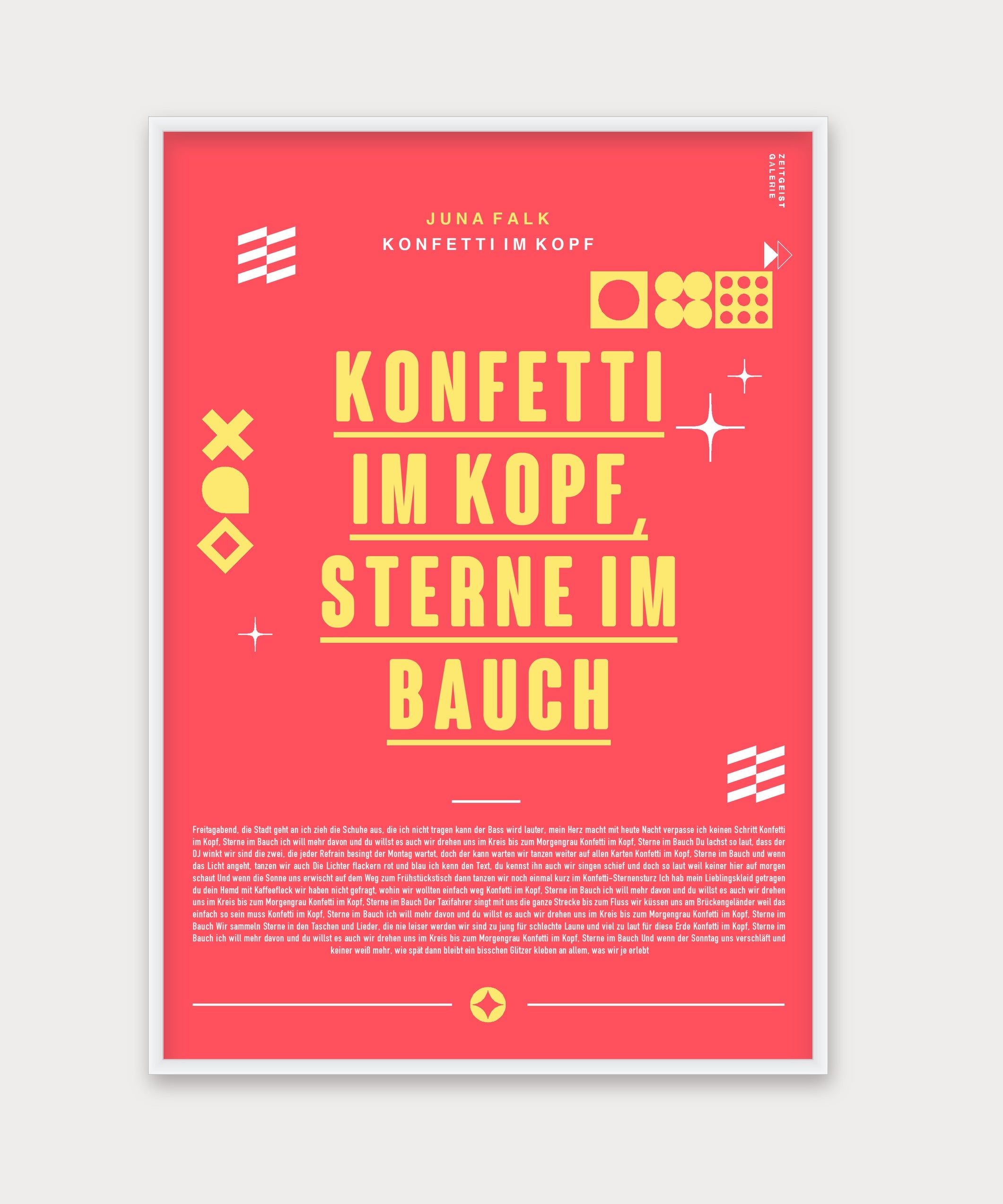Personalisiertes Songtext-Poster mit Wunschzitat, Design 8 in Granatapfel – Aluminiumrahmen Weiß