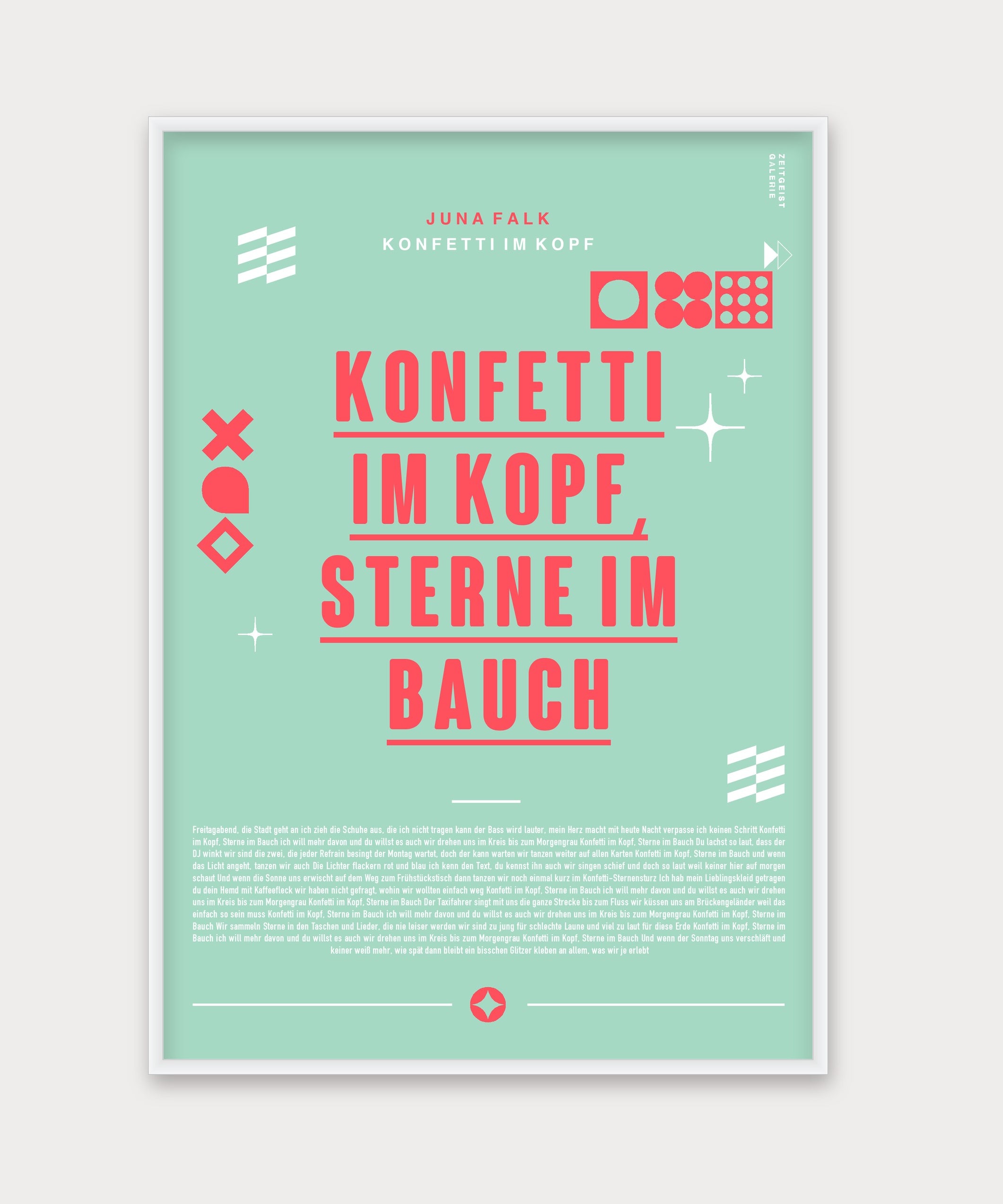 Personalisiertes Songtext-Poster mit Wunschzitat, Design 8 in Mint – Aluminiumrahmen Weiß