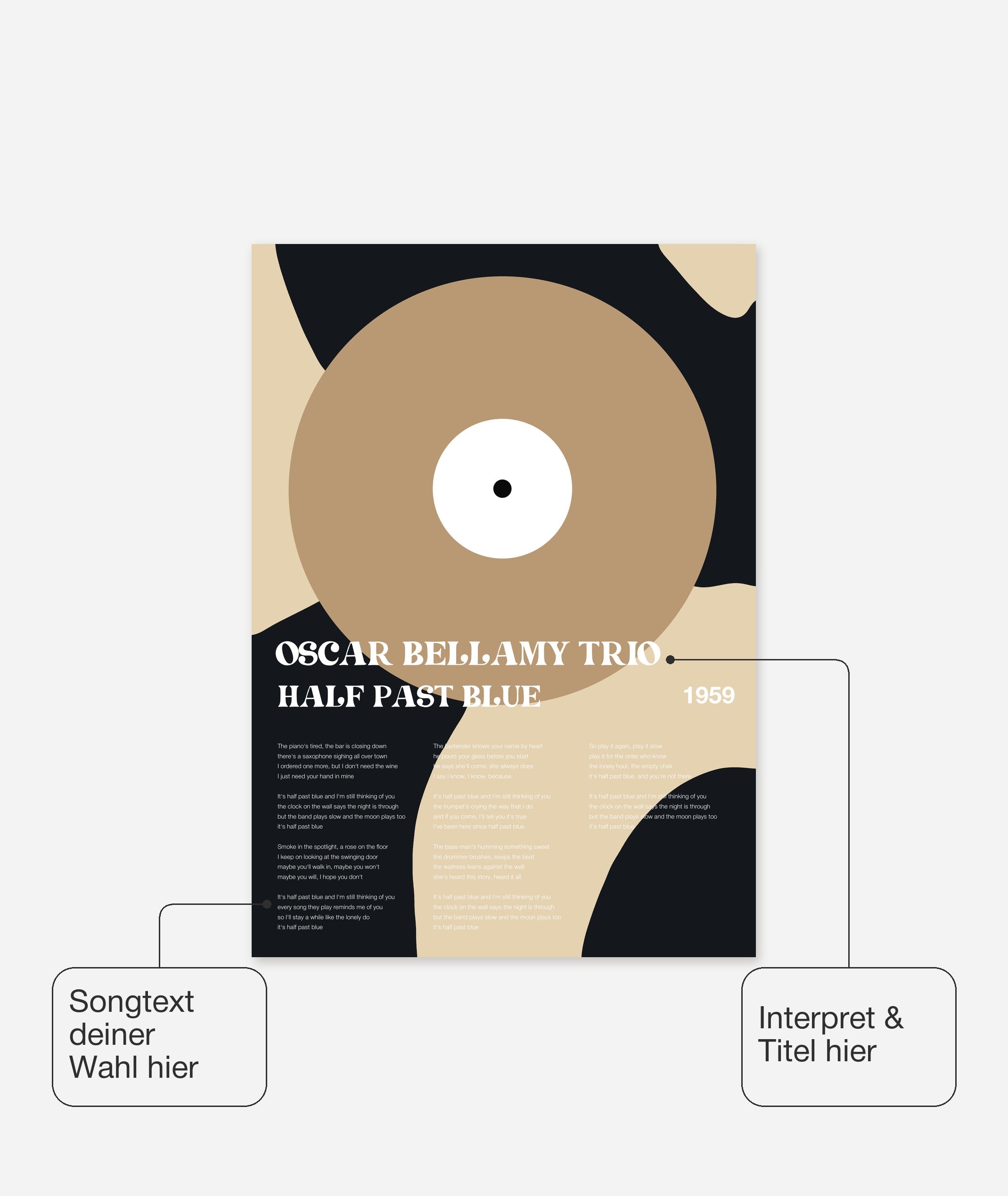 Personalisiertes Songtext-Poster, Design 3 – Songtext, Interpret und Titel frei wählbar