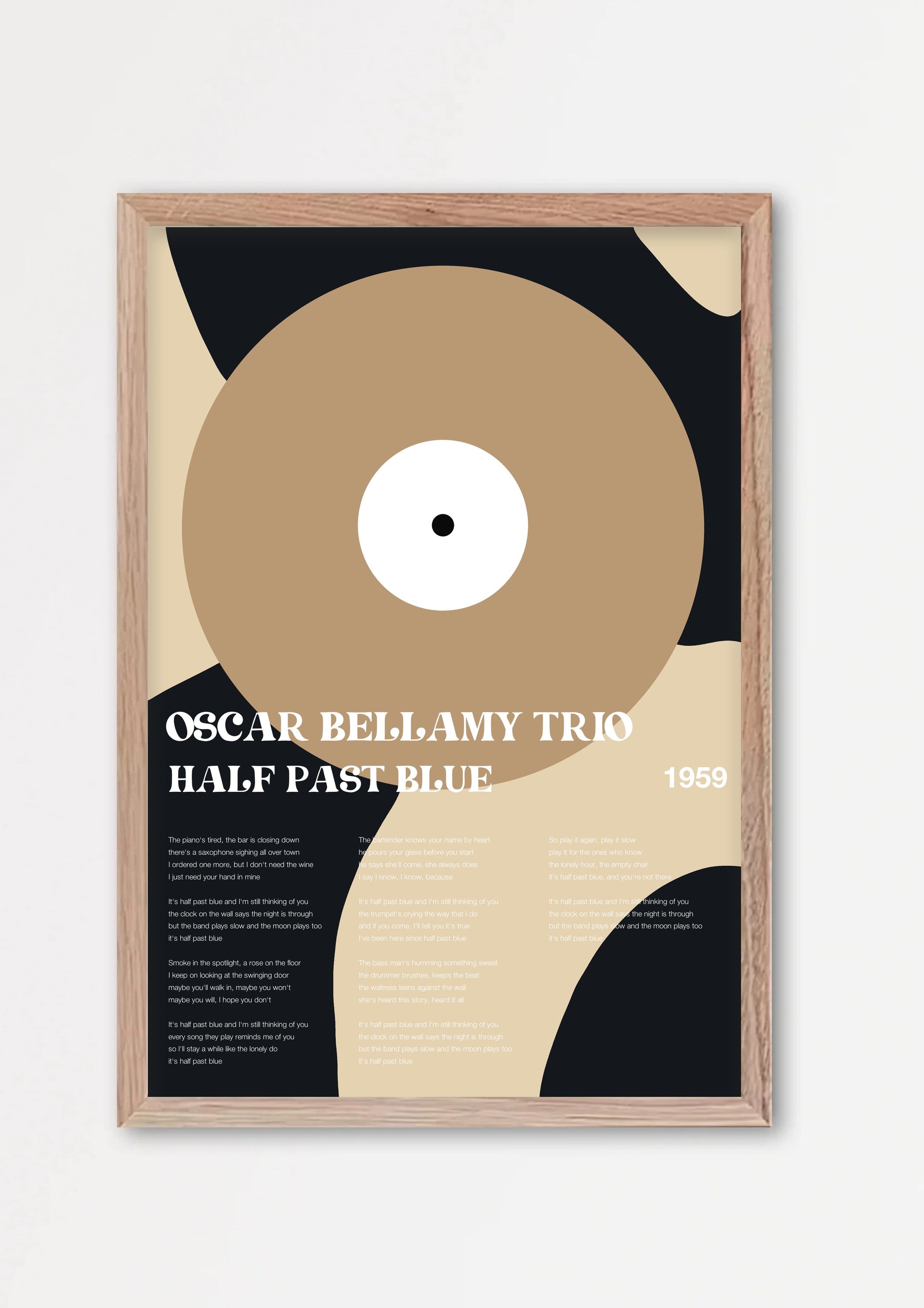 Personalisiertes Songtext-Poster, Design 3 – Echtholzrahmen Natur