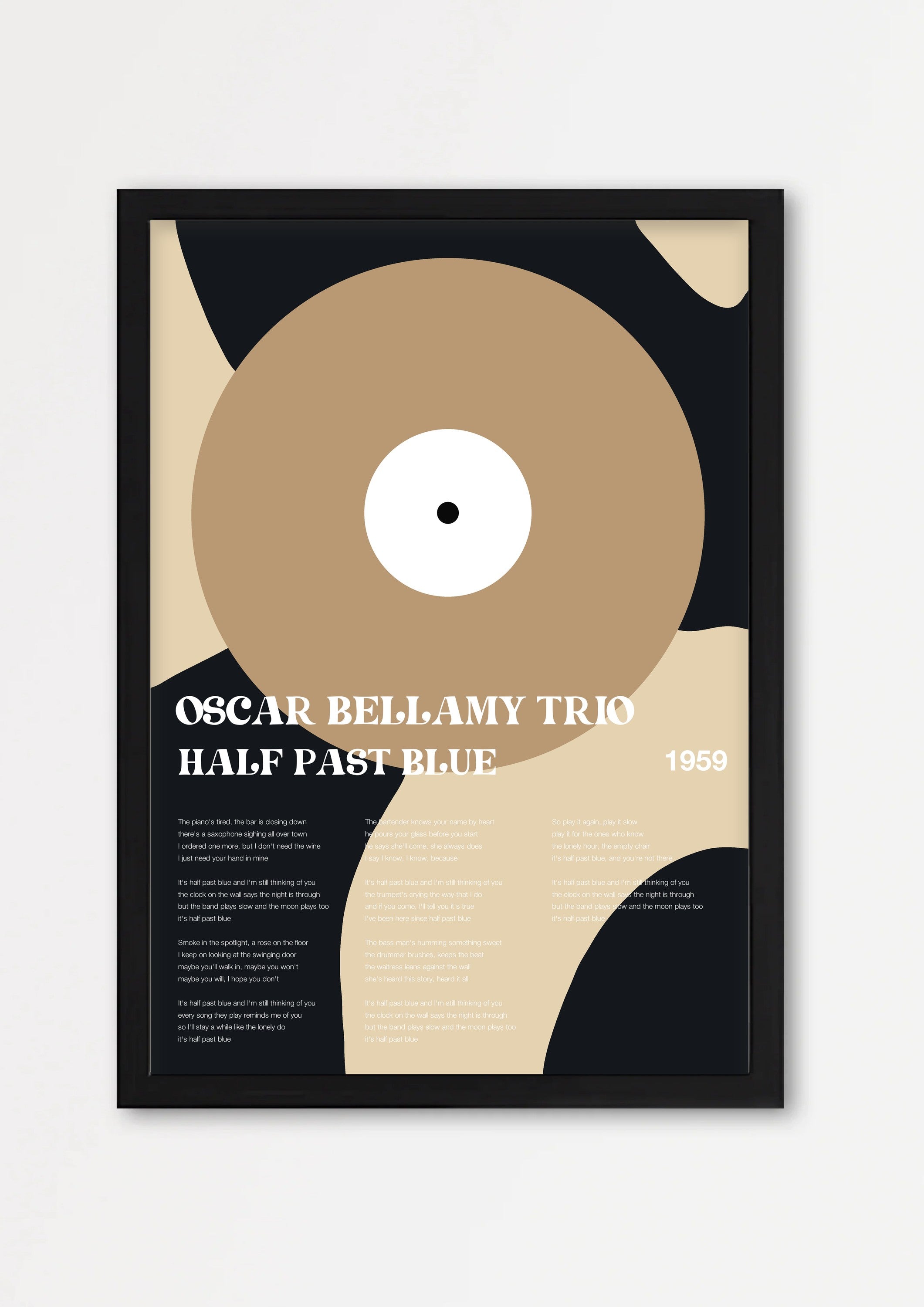 Personalisiertes Songtext-Poster, Design 3 – Echtholzrahmen Schwarz