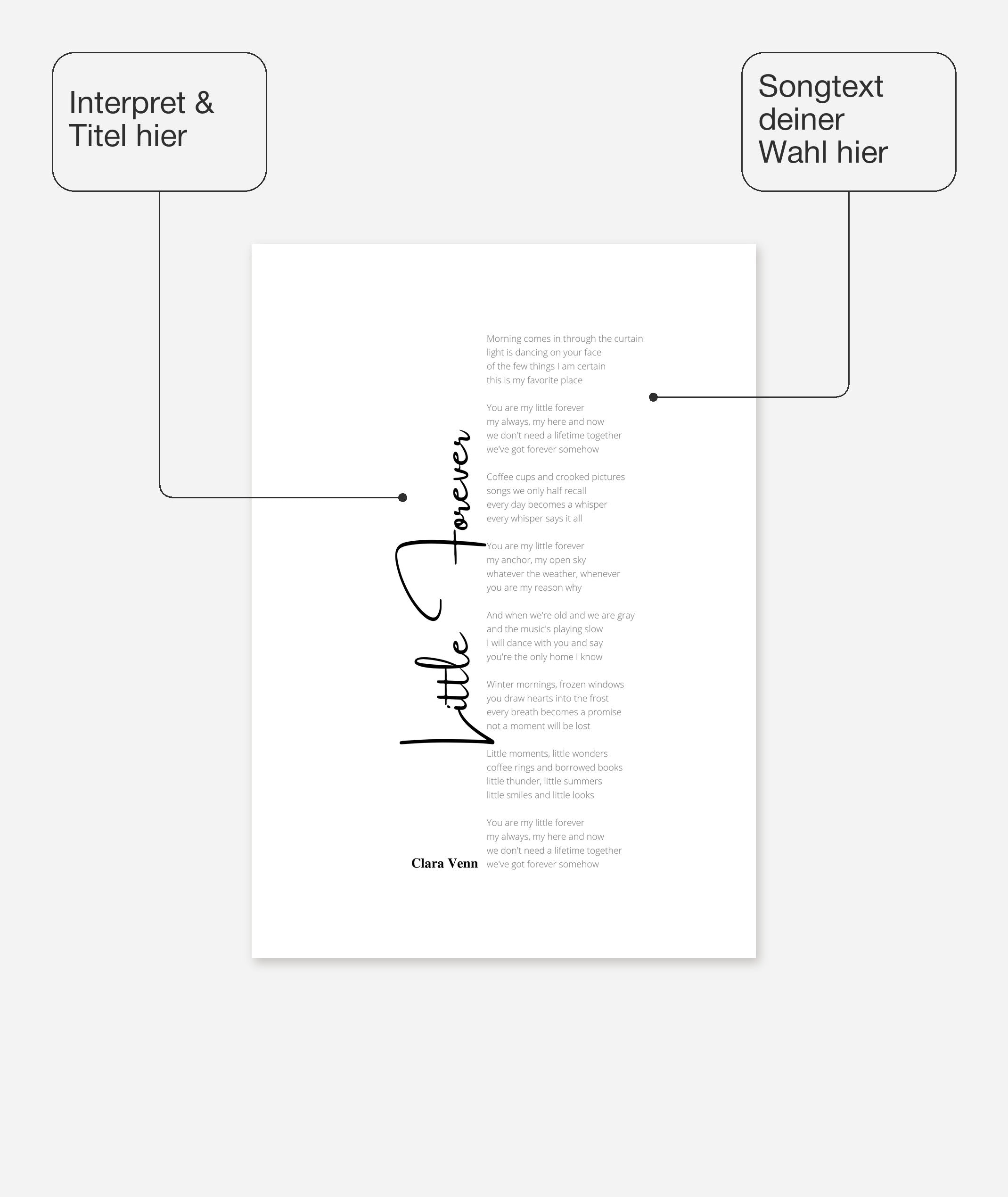 Personalisiertes Songtext-Poster, Design 5 – Songtext, Interpret und Titel frei wählbar