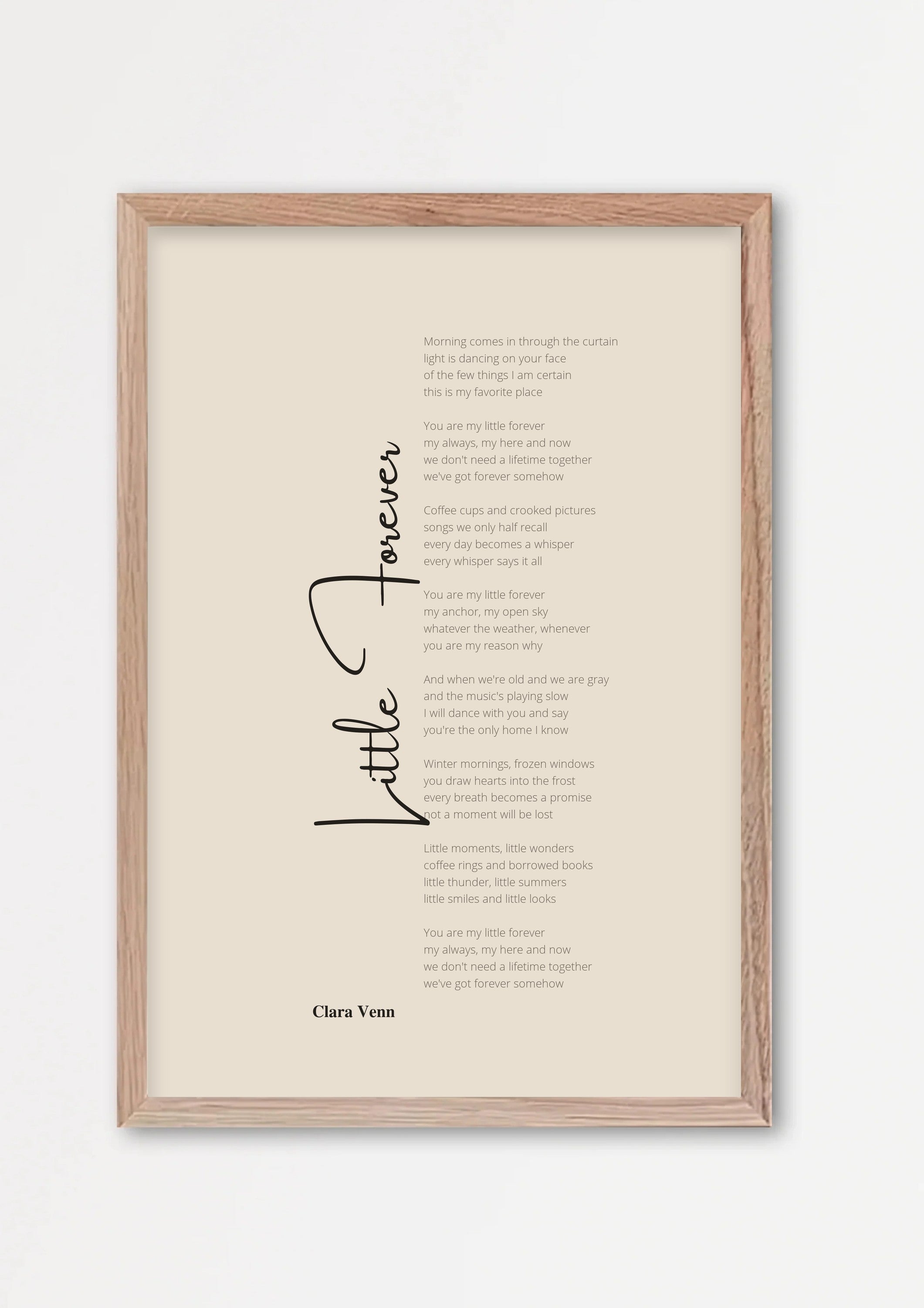 Songtext Poster 5 – Echtholzrahmen Natur
