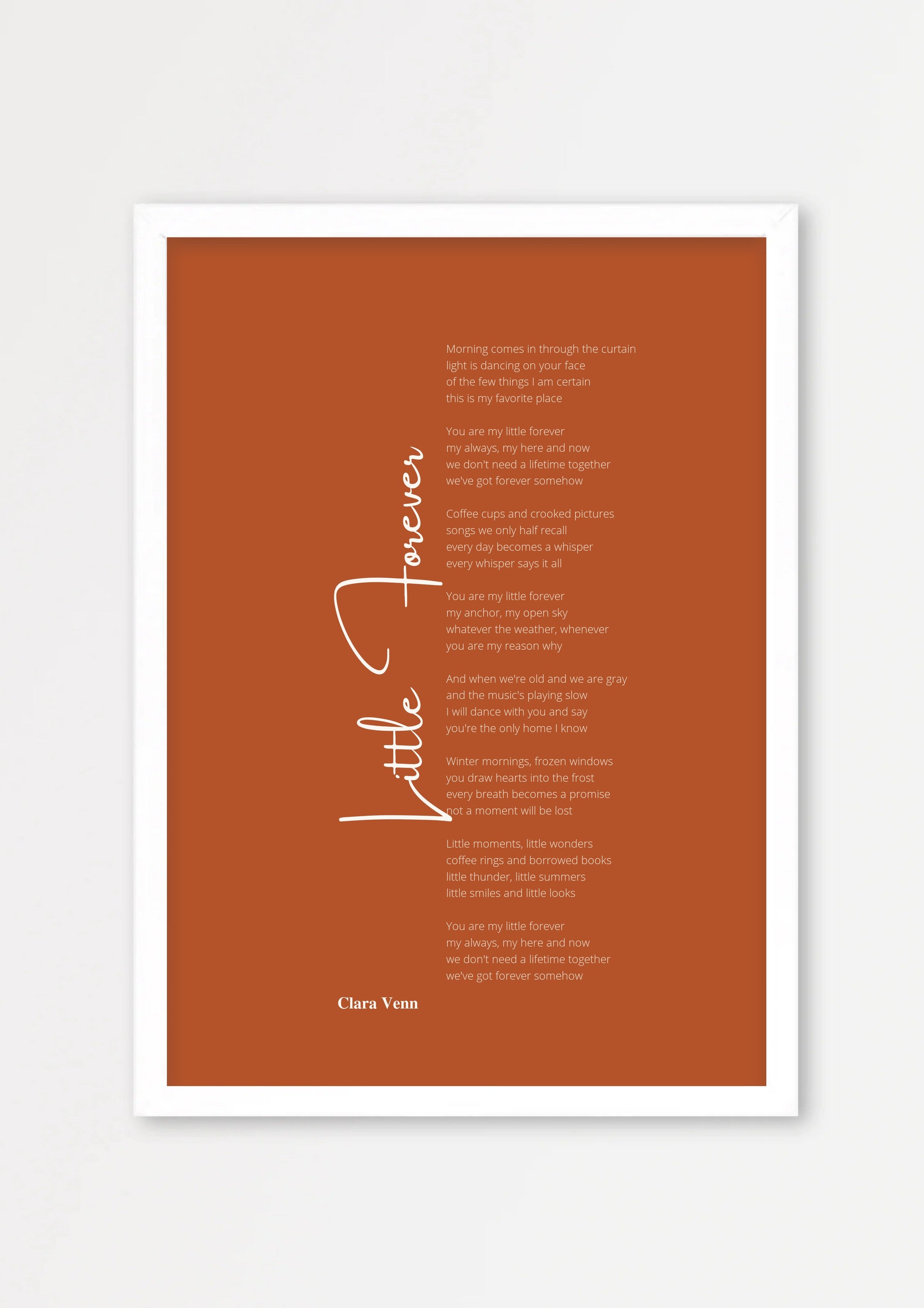 Songtext Poster 5 – Echtholzrahmen Weiß