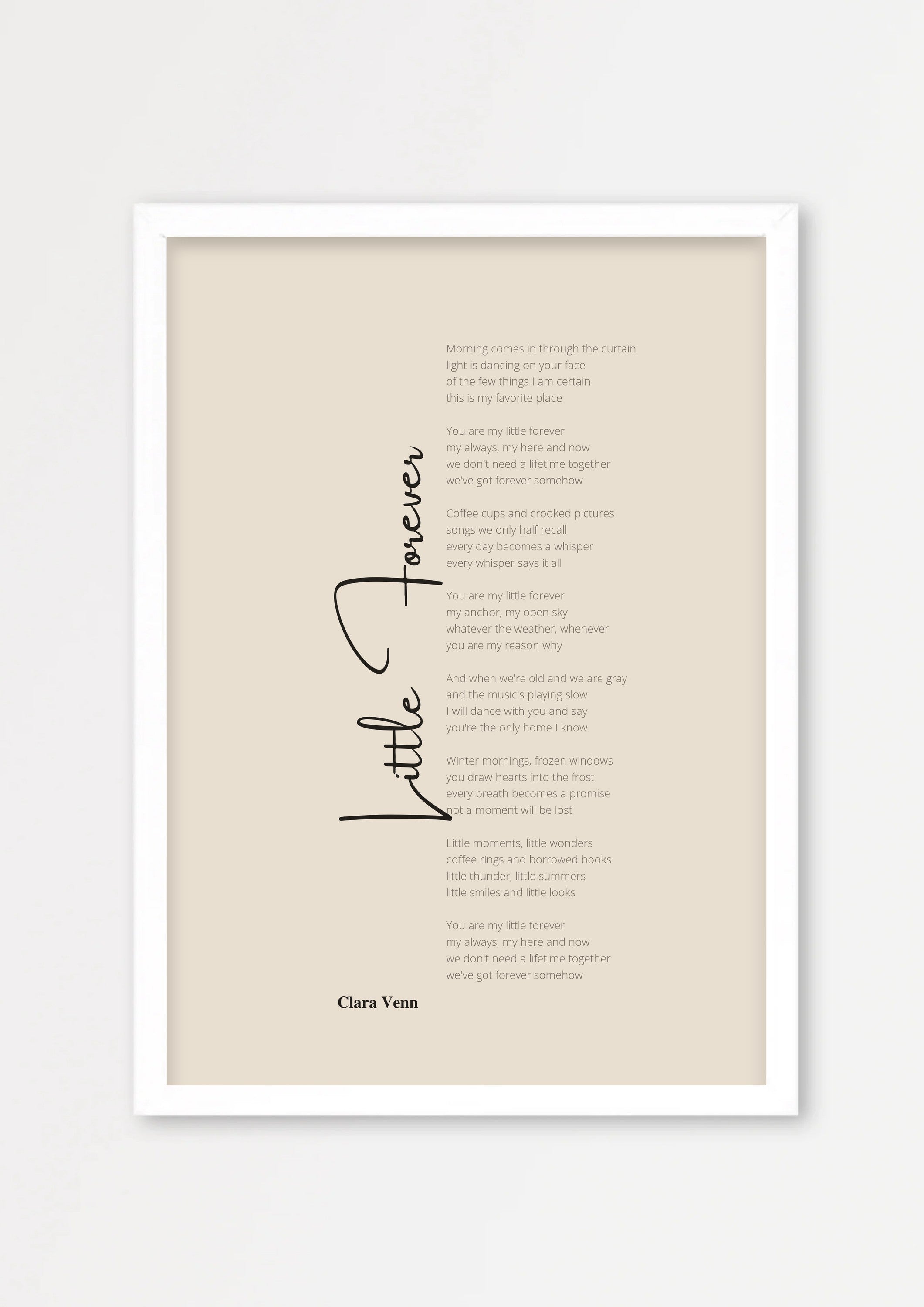 Songtext Poster 5 – Echtholzrahmen Weiß