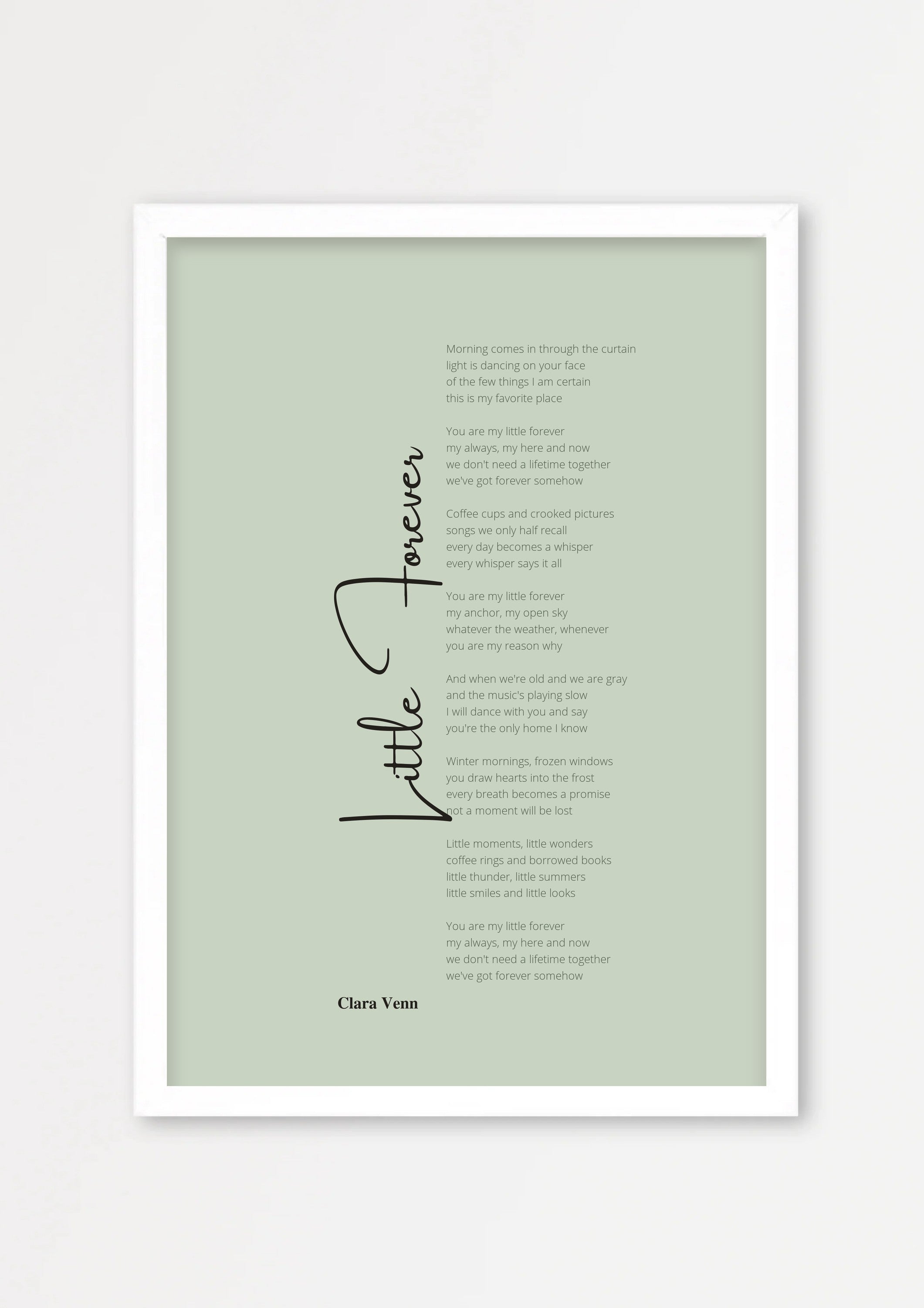 Songtext Poster 5 – Echtholzrahmen Weiß
