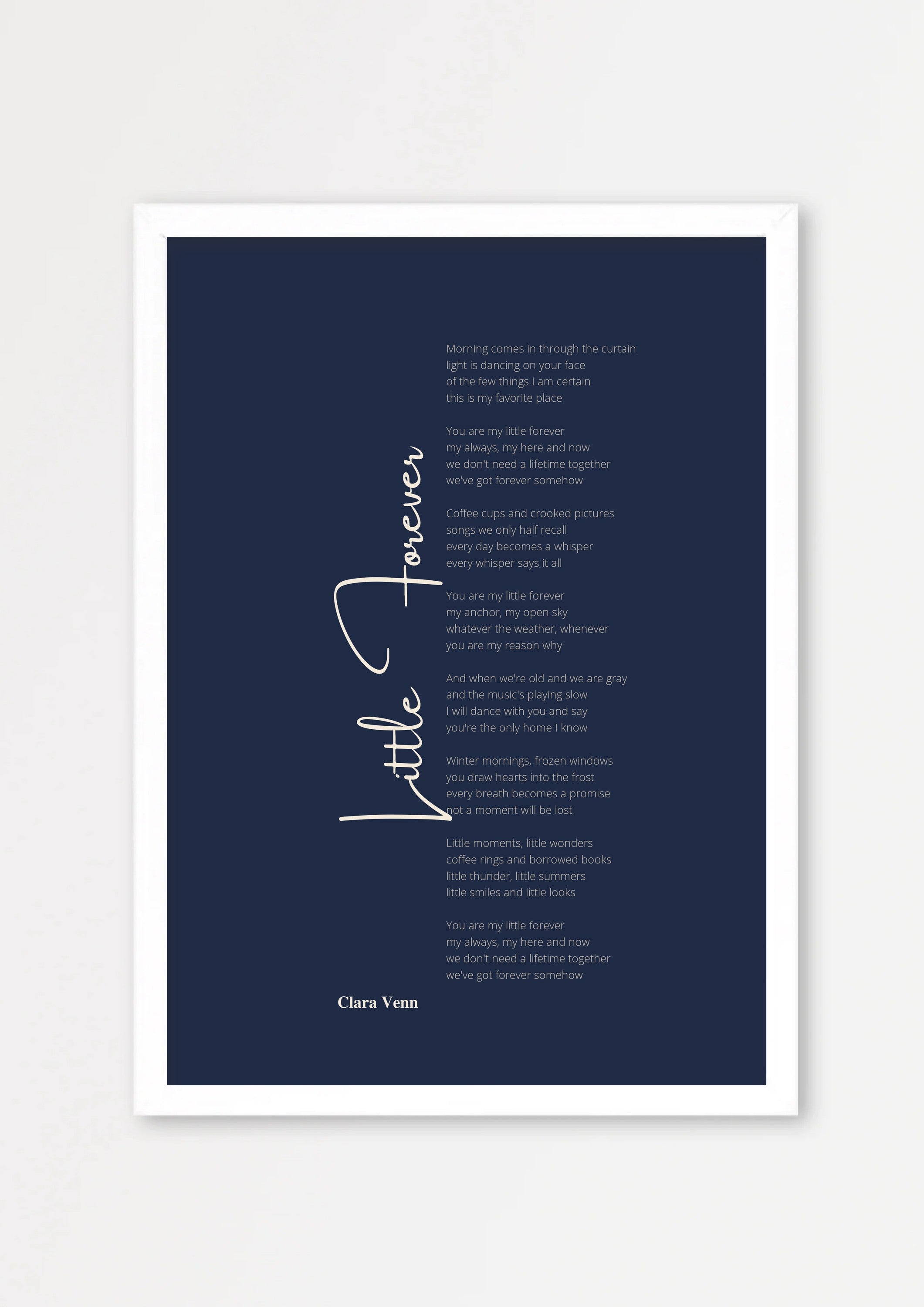 Songtext Poster 5 – Echtholzrahmen Weiß