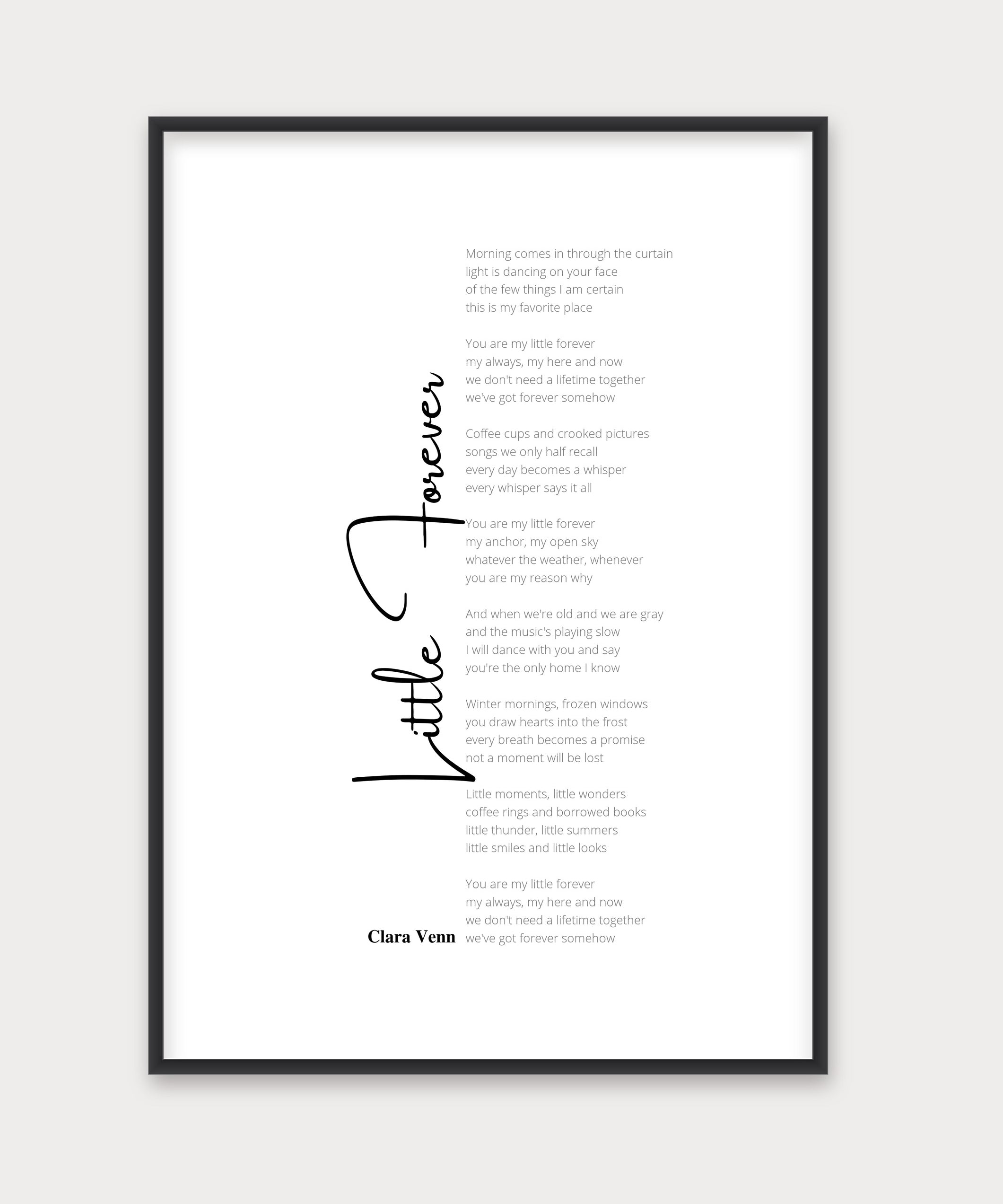 Personalisiertes Songtext-Poster, Design 5 – Aluminiumrahmen Schwarz