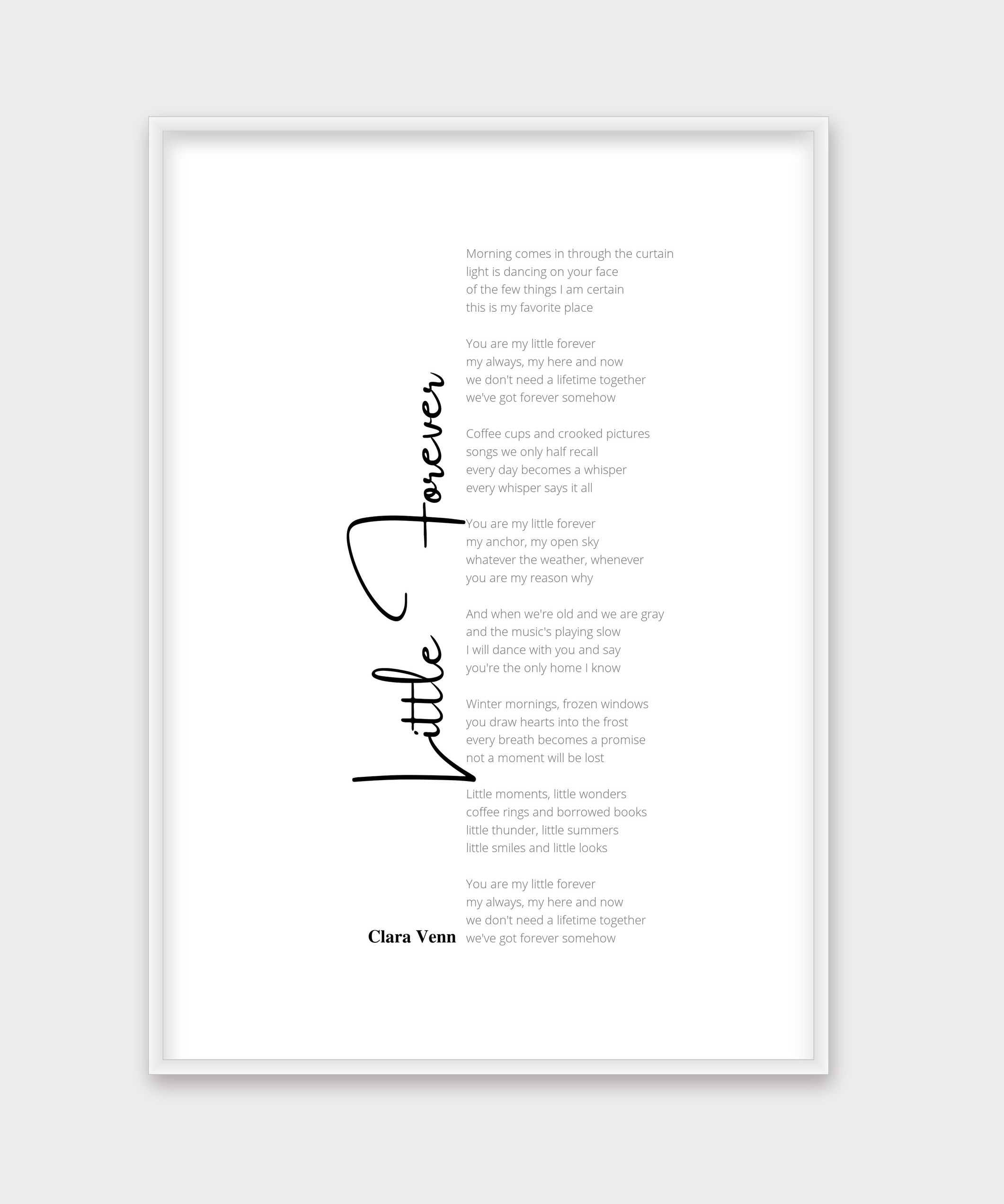 Personalisiertes Songtext-Poster, Design 5 – Aluminiumrahmen Weiß