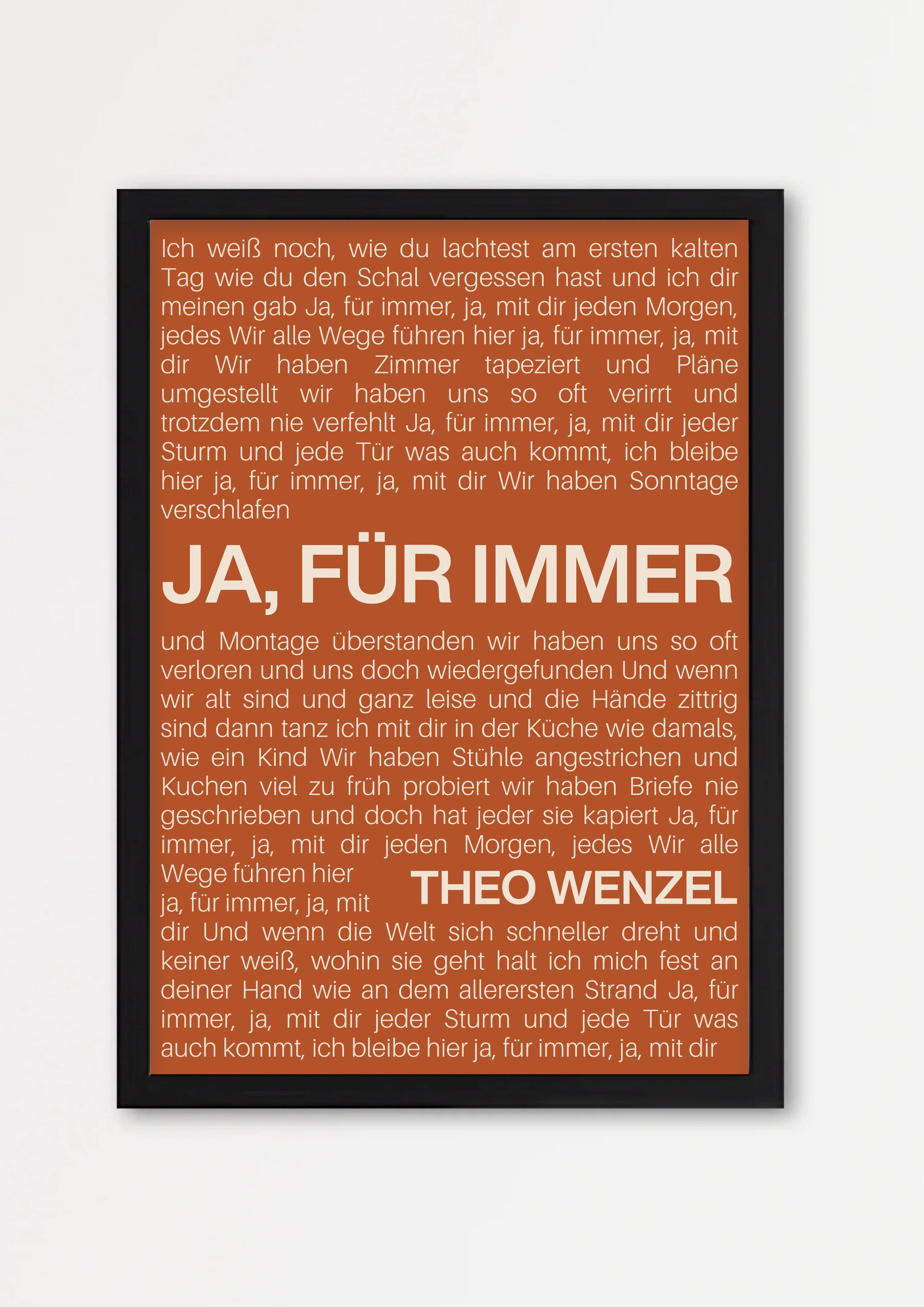Songtext Poster 9 – Echtholzrahmen Schwarz