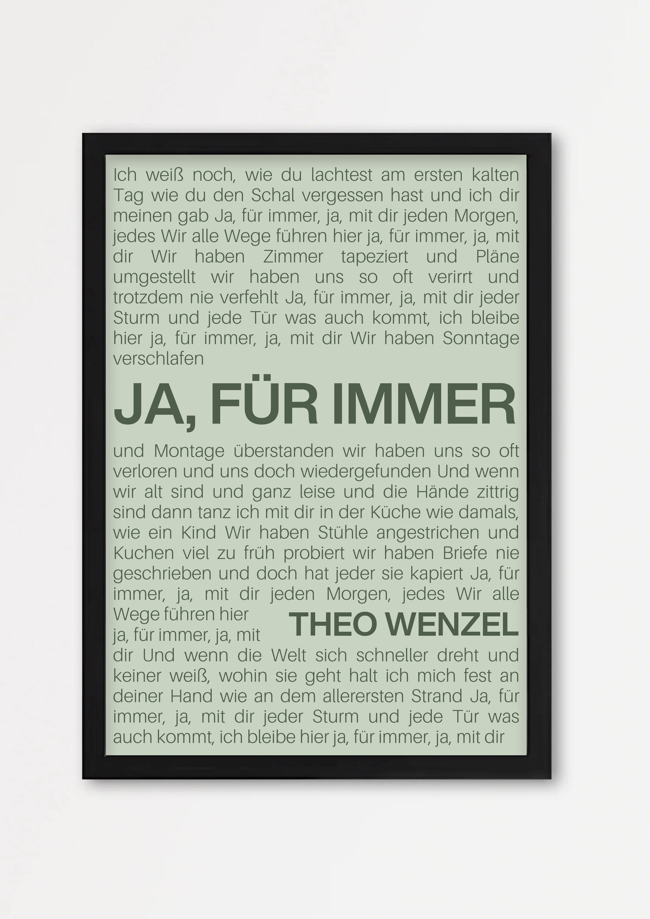 Songtext Poster 9 – Echtholzrahmen Schwarz