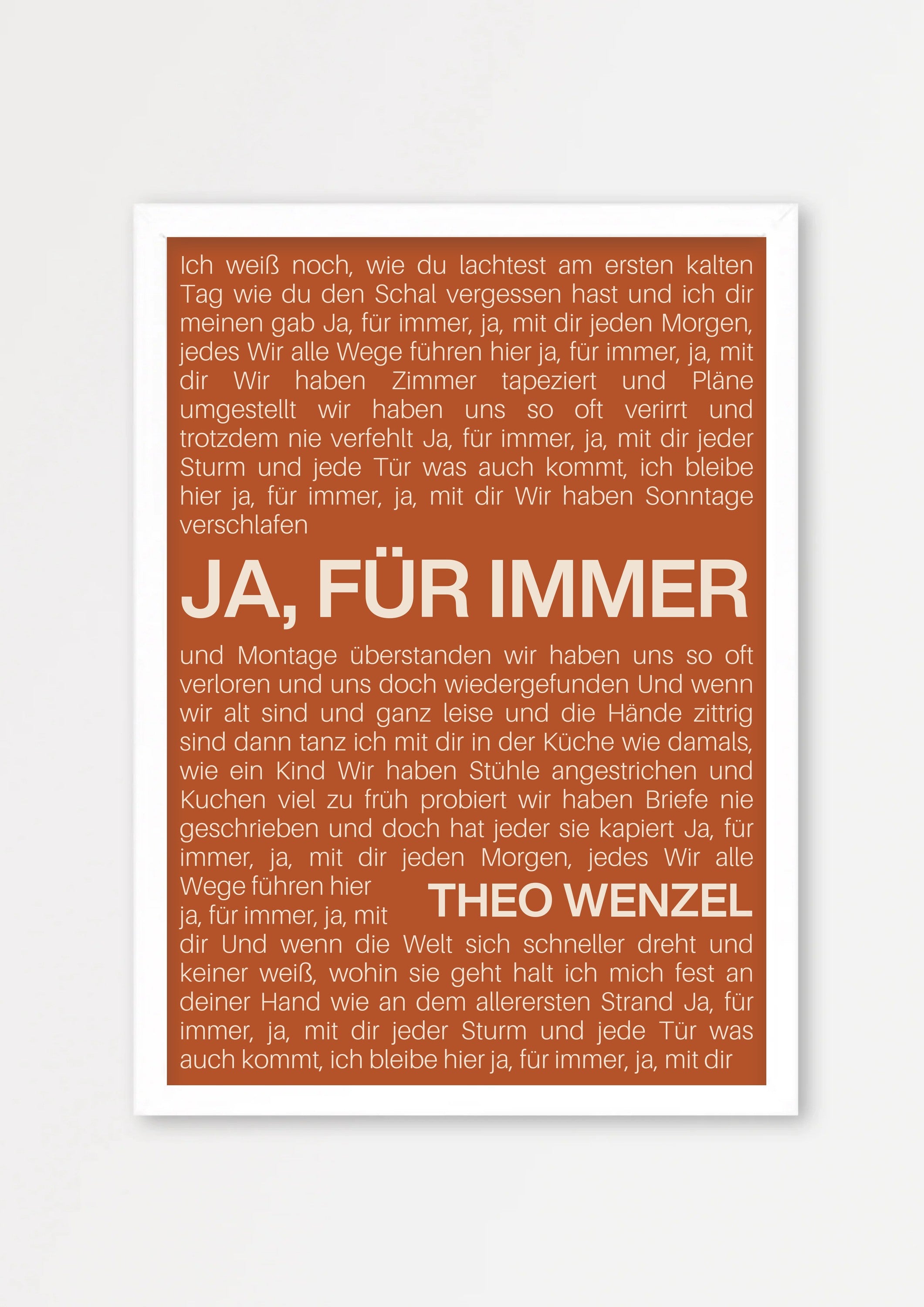 Songtext Poster 9 – Echtholzrahmen Weiß