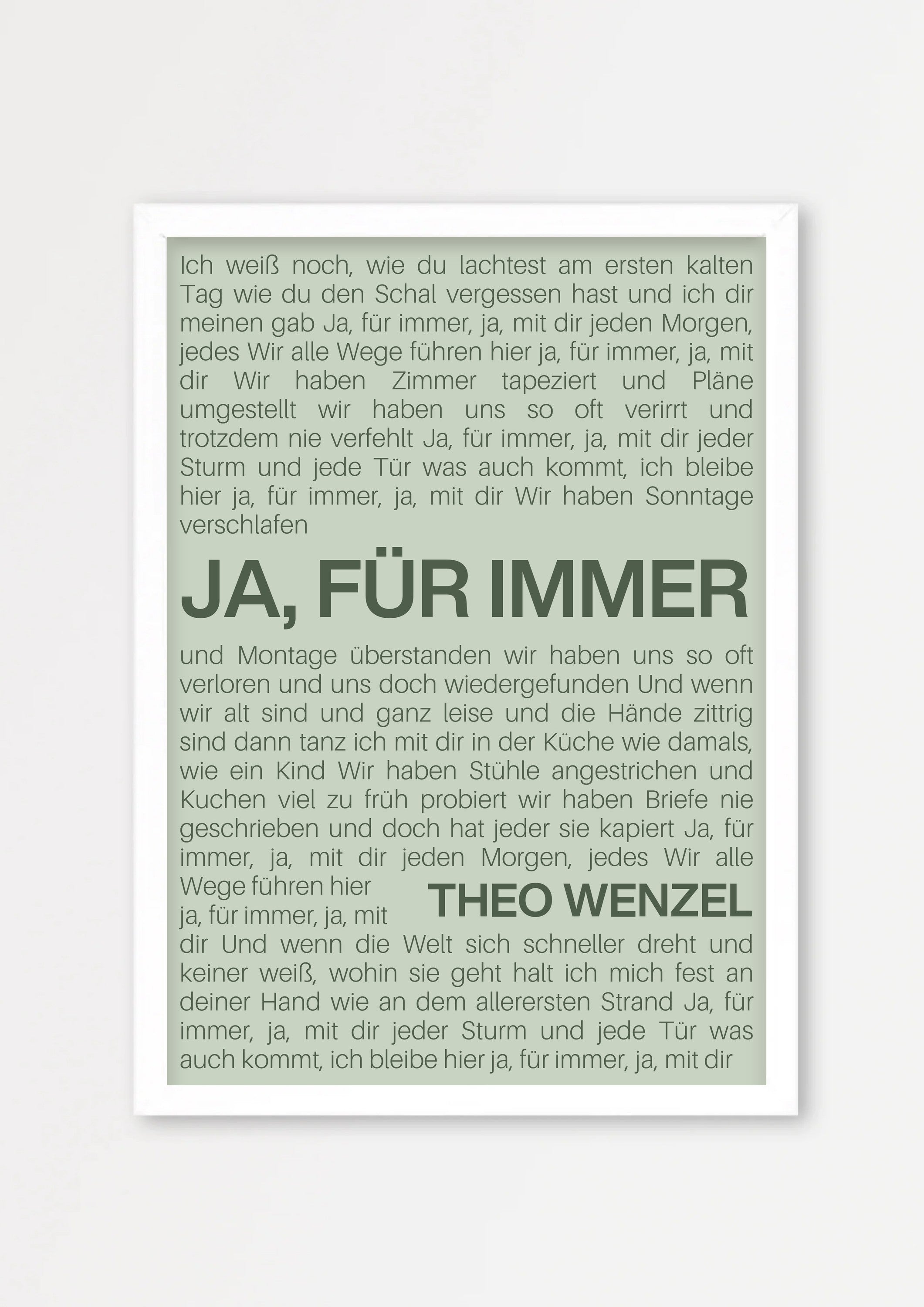 Songtext Poster 9 – Echtholzrahmen Weiß