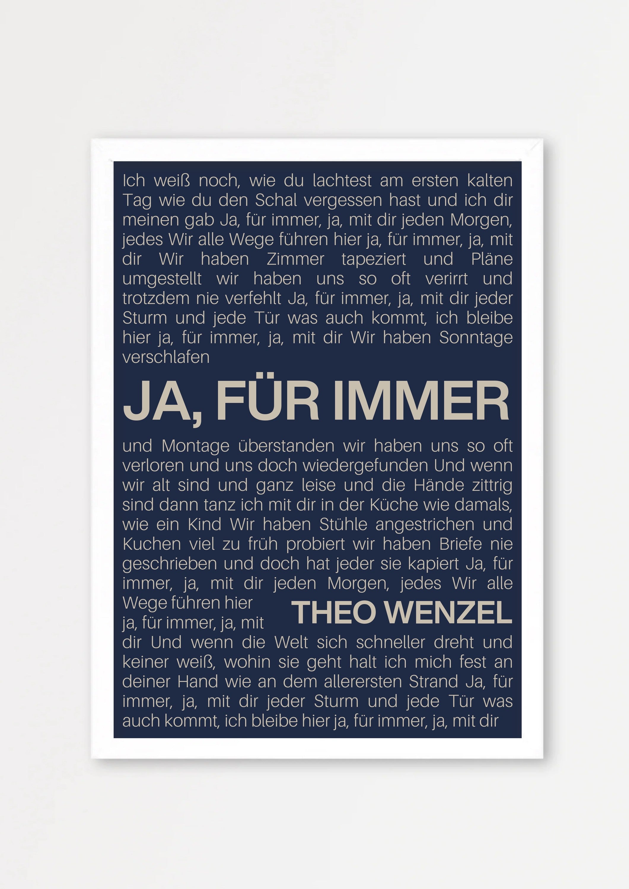 Songtext Poster 9 – Echtholzrahmen Weiß