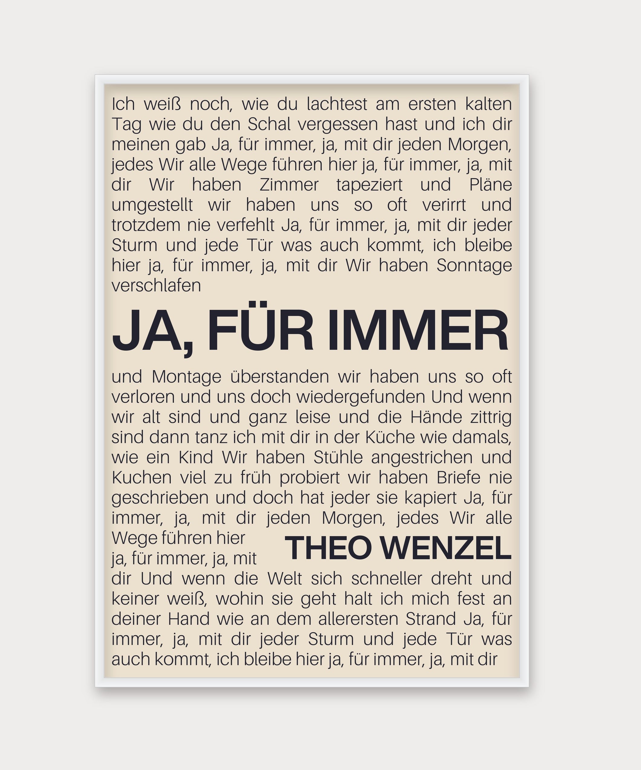 Personalisiertes Songtext-Poster, Design 9 – Aluminiumrahmen Weiß