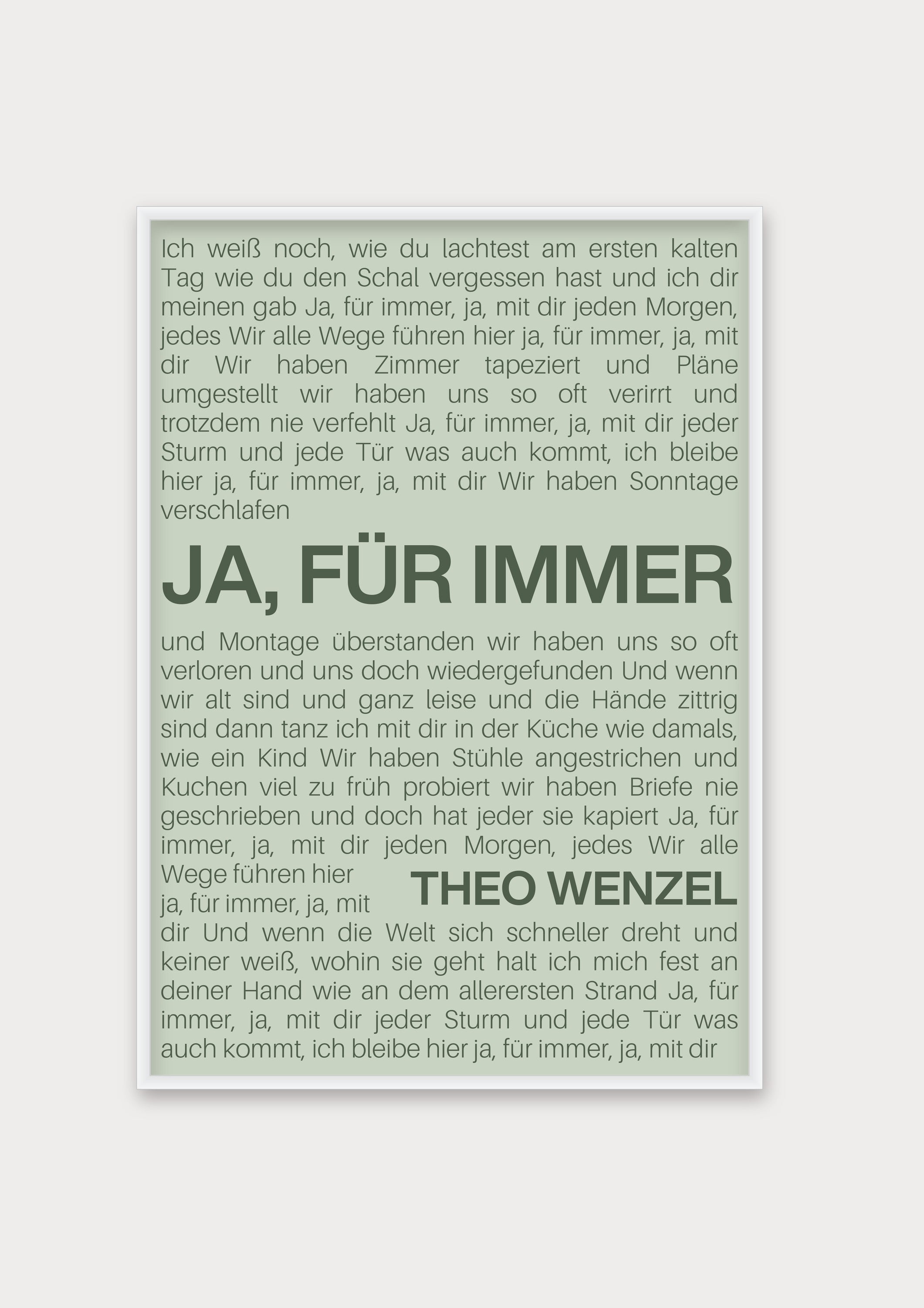Songtext Poster 9 – Aluminiumrahmen Weiß